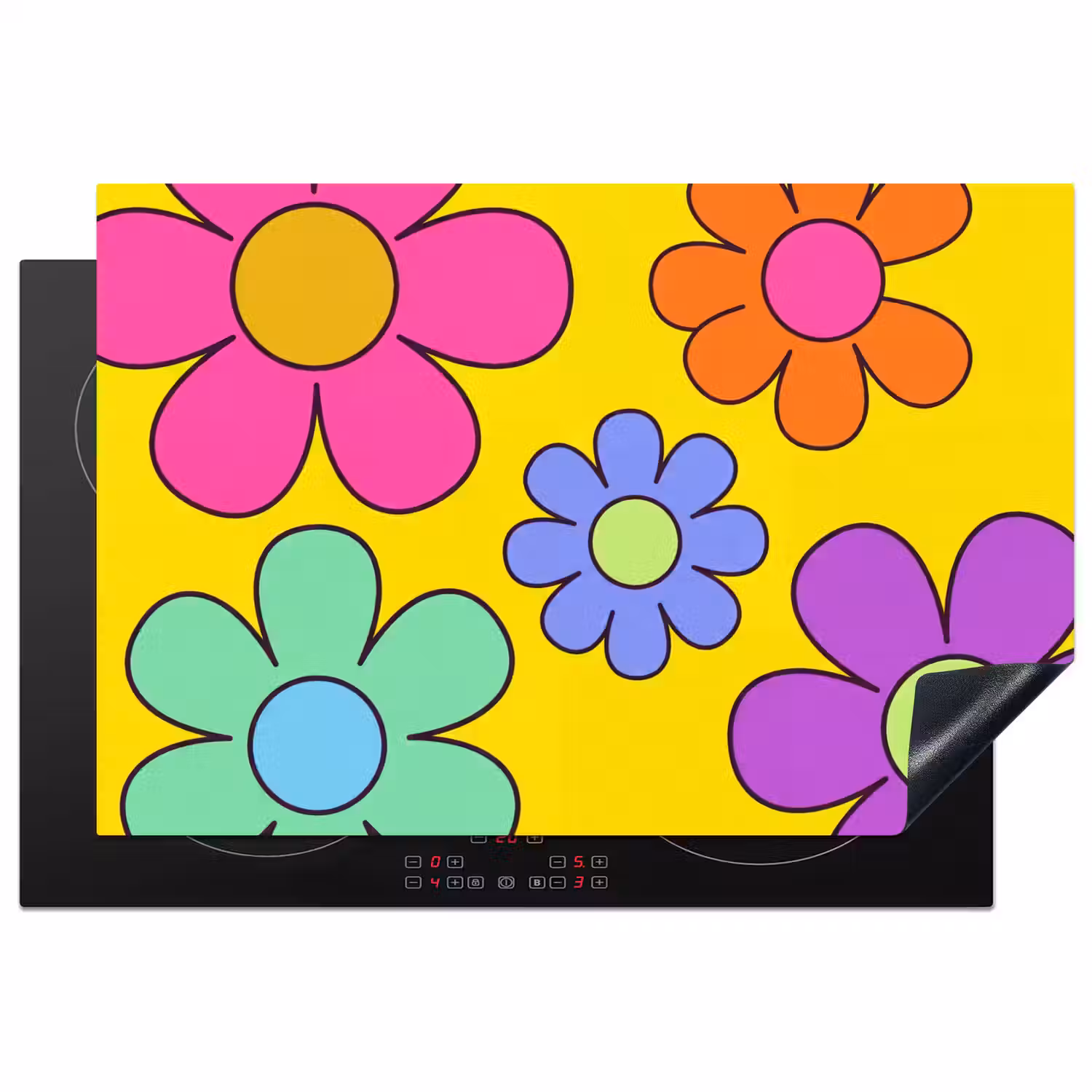 Bloemen - Illustratie - Kleurrijk Inductie beschermer vinyl 3mm klein -3d