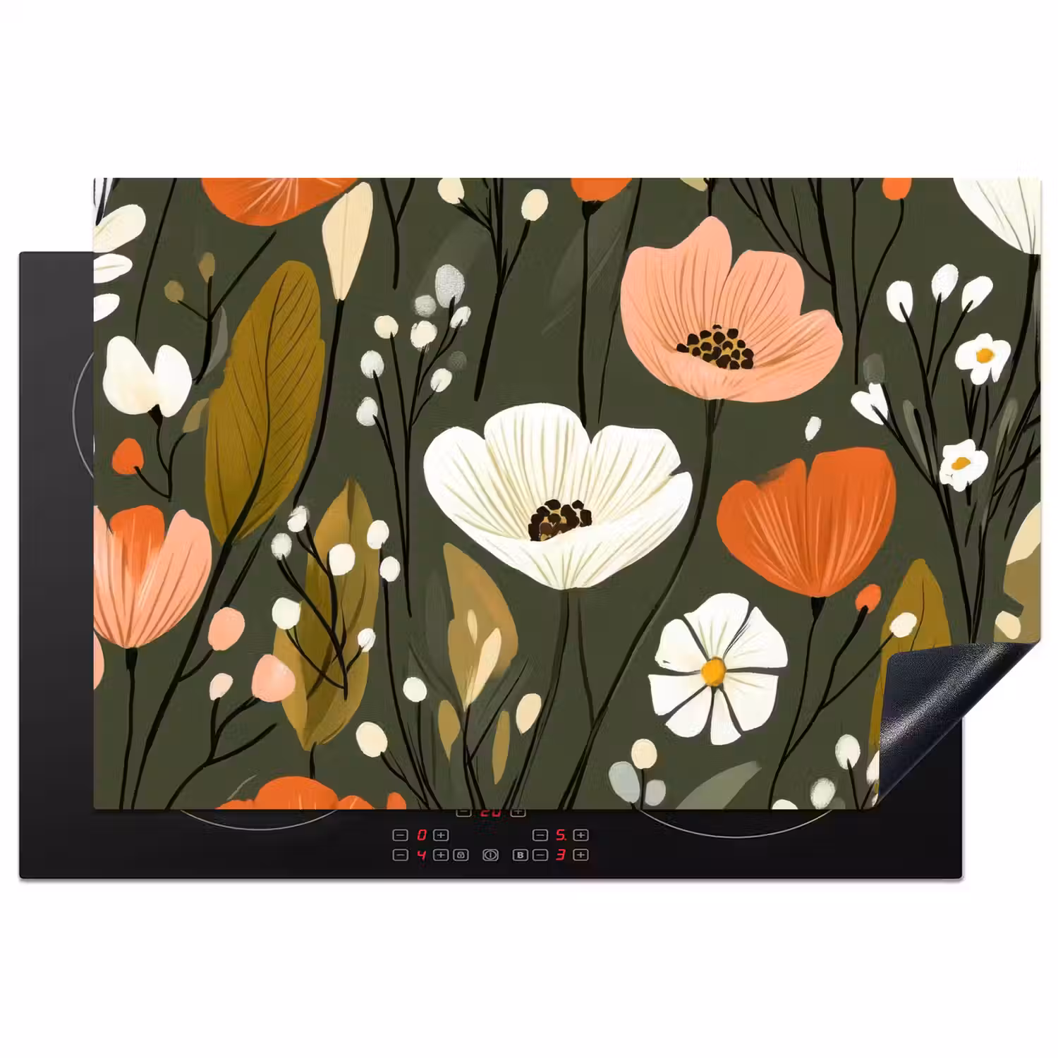 Bloemen - Illustratie - Groen Inductie beschermer vinyl 3mm klein -3d