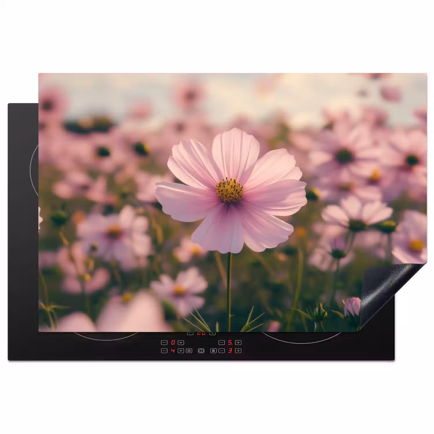Bloemen - Paars - Wazig Inductie beschermer vinyl 3mm klein -3d