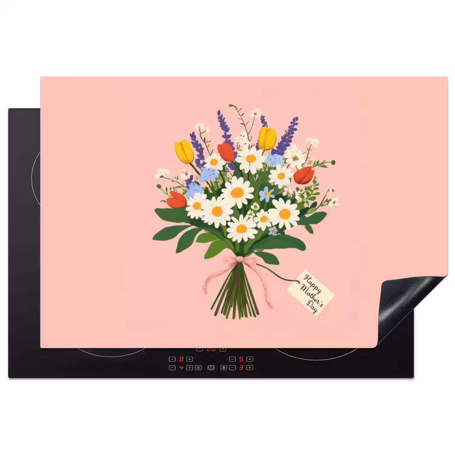 Bloemen - Lint - Kaartje Inductie beschermer vinyl 3mm klein -3d