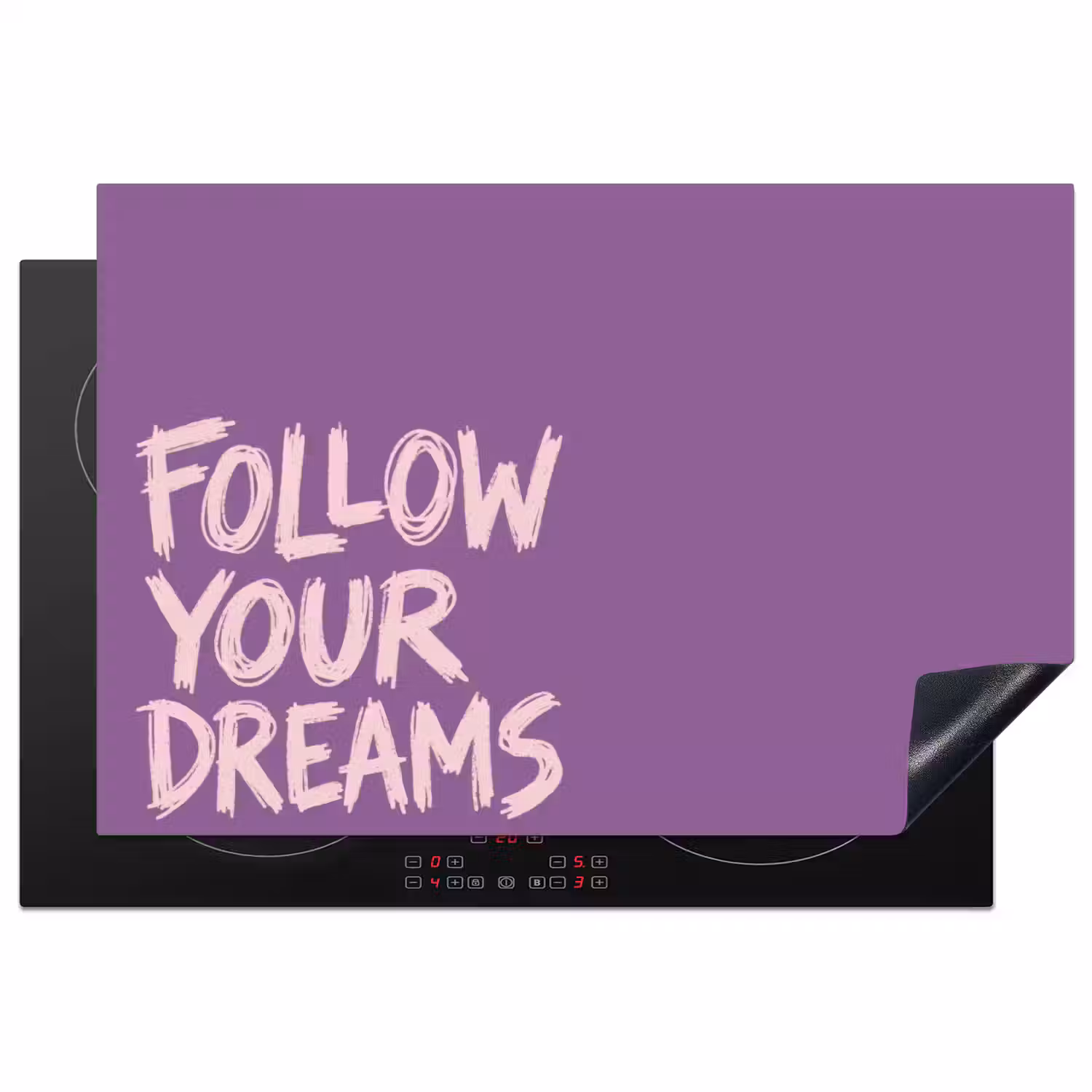 Follow your dreams - Paars - Penseeltextuur Inductie beschermer vinyl 3mm klein -3d