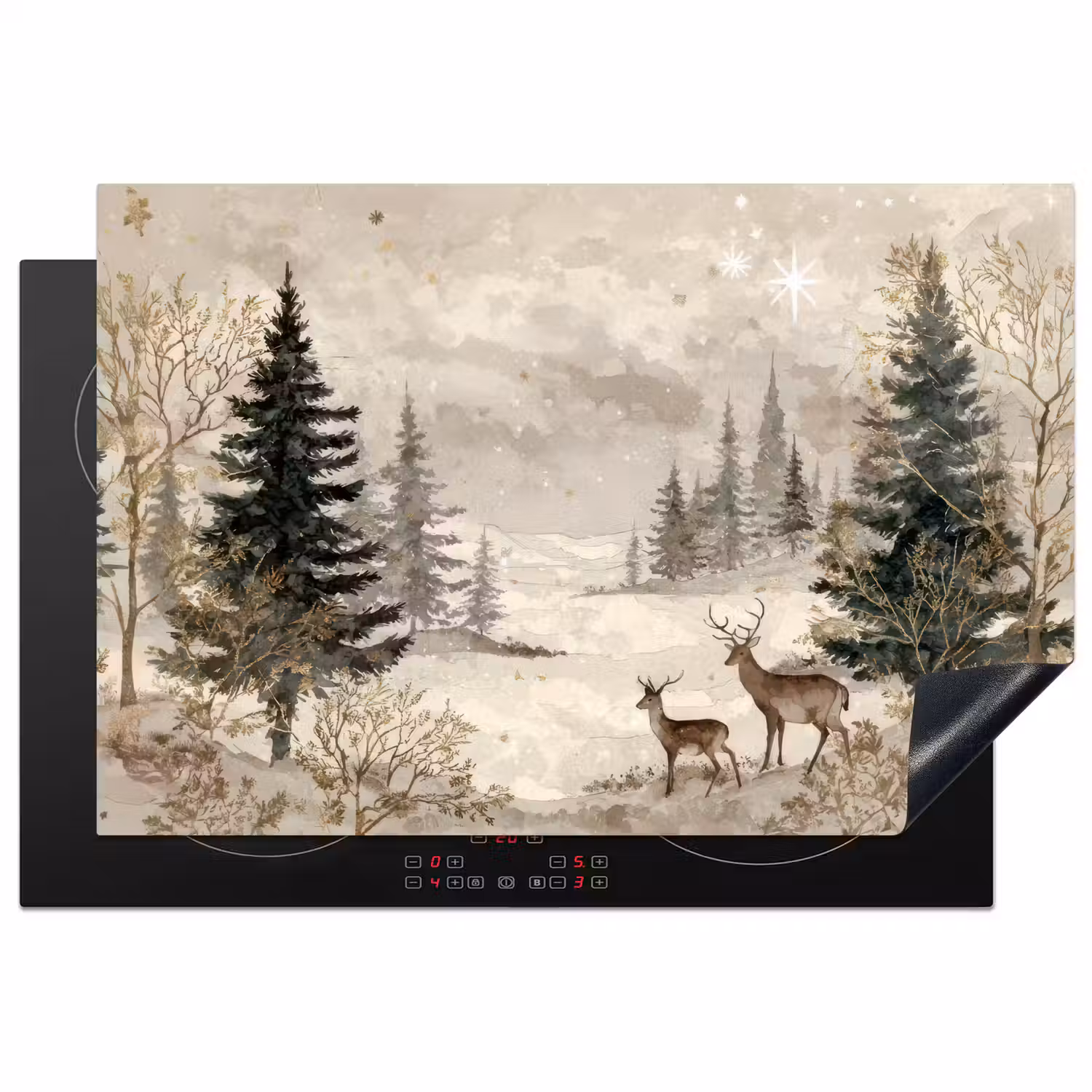 Bos - Herten - Winter - Sneeuw Inductie beschermer vinyl 3mm klein -3d