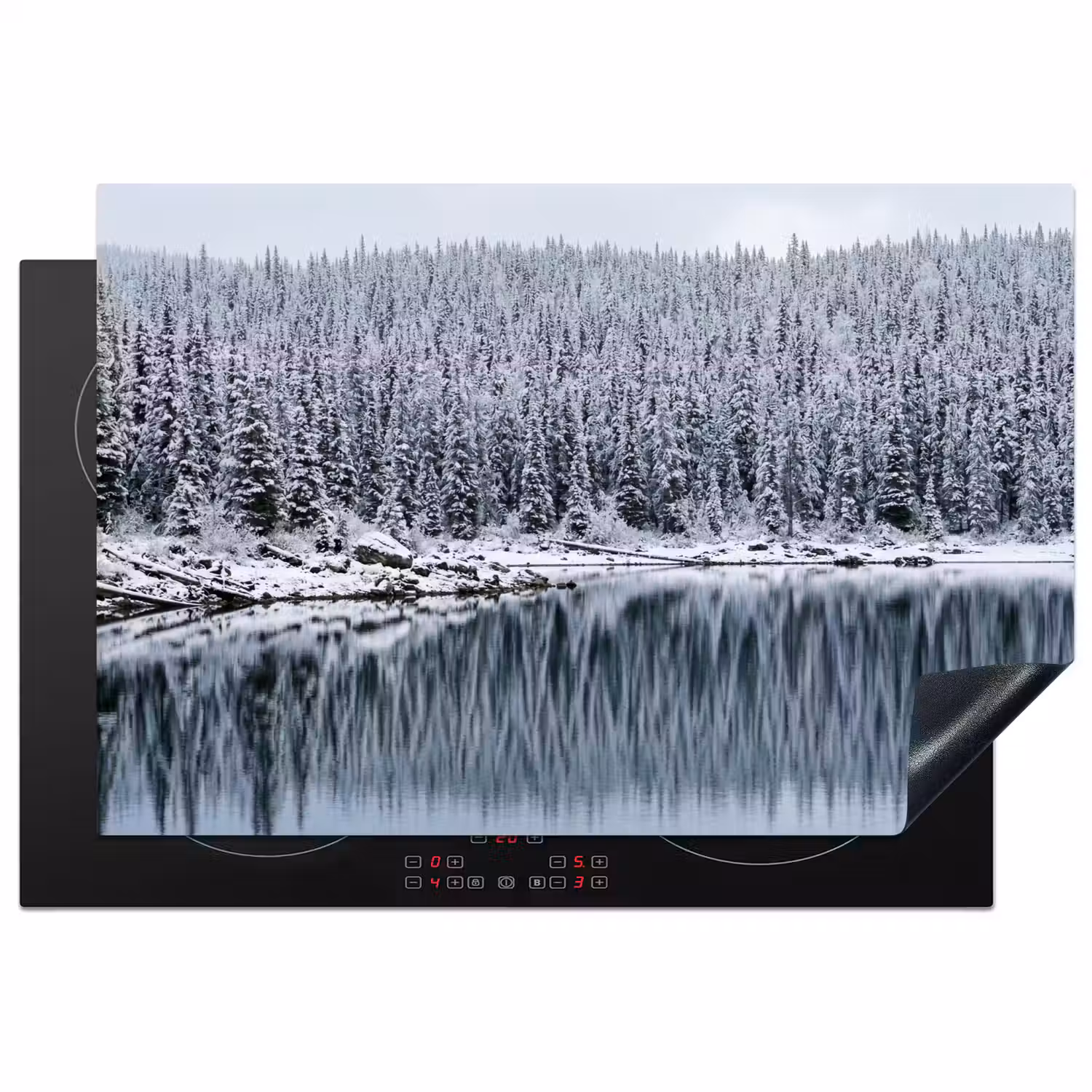 Bos - Reflectie - Meer - Winter - Serene Inductie beschermer vinyl 3mm klein -3d