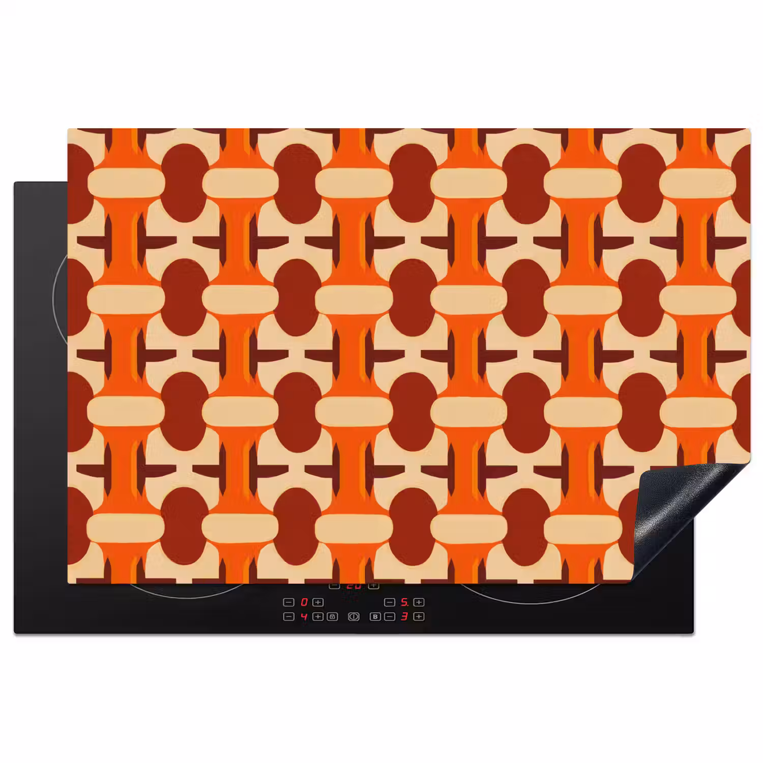 Geometrisch - Retro - Oranje Inductie beschermer vinyl 3mm klein 276 -3d