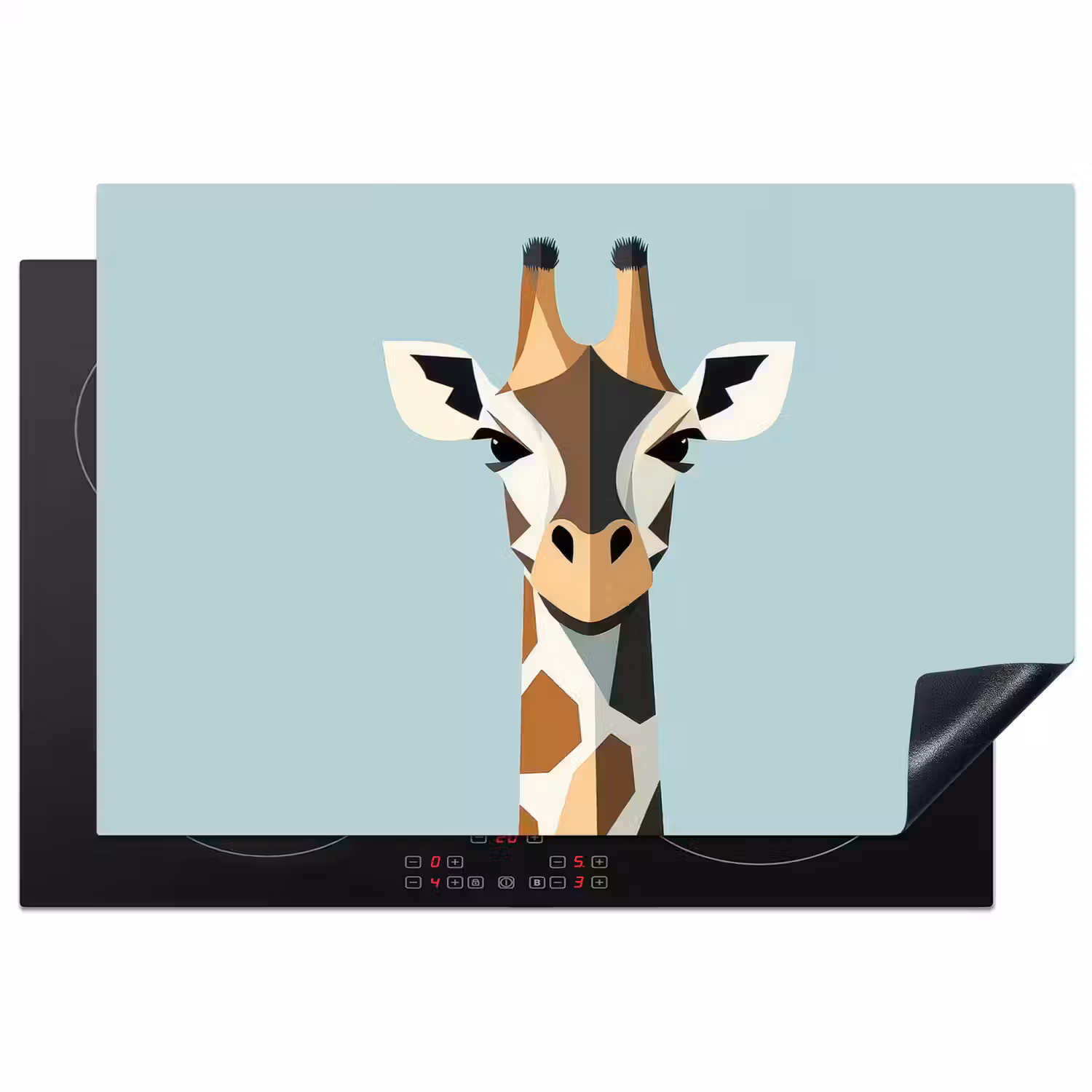 Giraffe - Illustratie - Bruin - Minimalistisch Inductie beschermer vinyl 3mm klein -3d