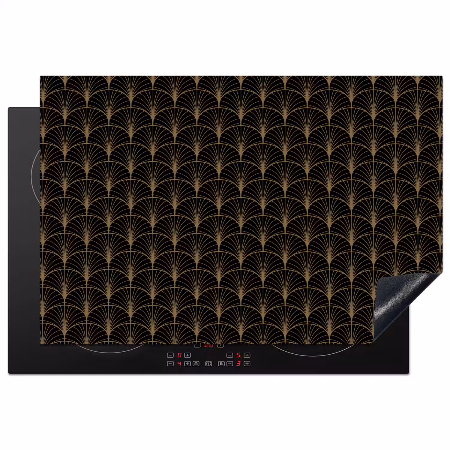 Gouden - Waaiers - Zwart Inductie beschermer vinyl 3mm klein 276 -3d