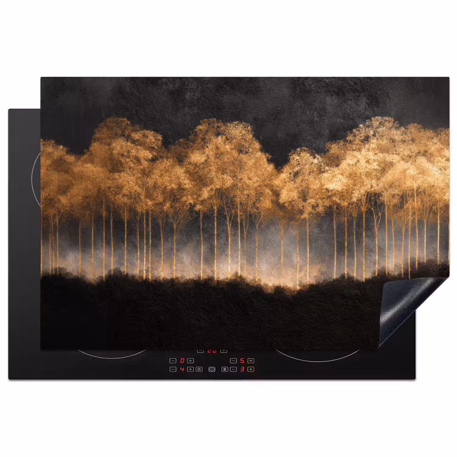 Gouden Bomen in Mistig Landschap Inductie beschermer vinyl 3mm klein -3d