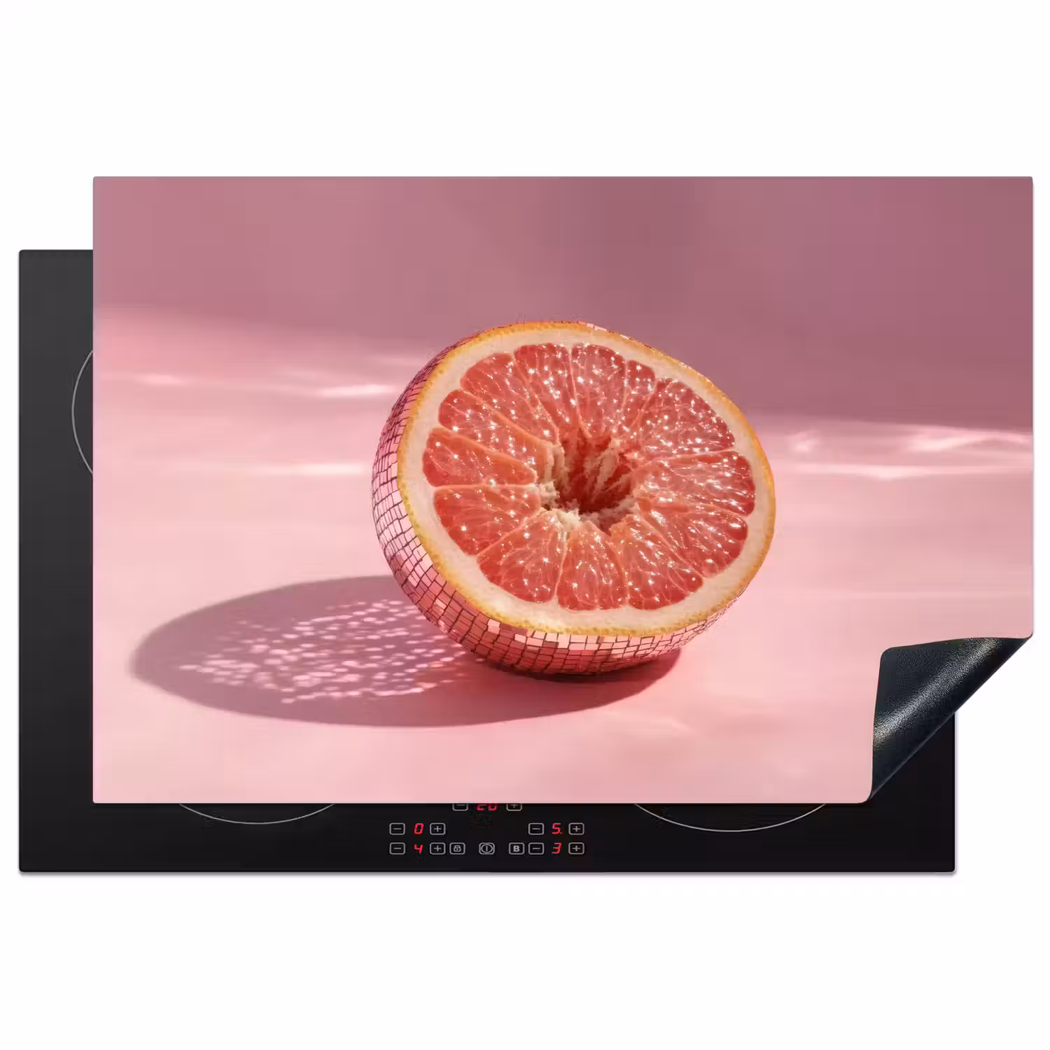 Grapefruit - Roze - Disco - Shiny Inductie beschermer vinyl 3mm klein -3d