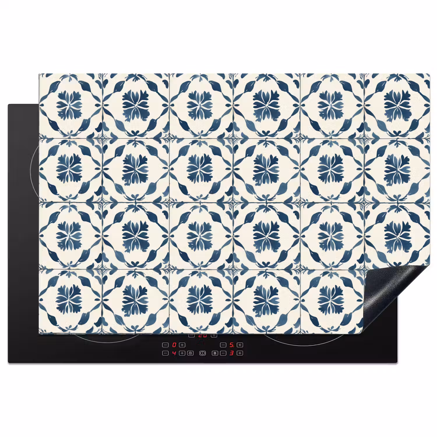 Grafisch - Tegel - Blauw Inductie beschermer vinyl 3mm klein 276 -3d
