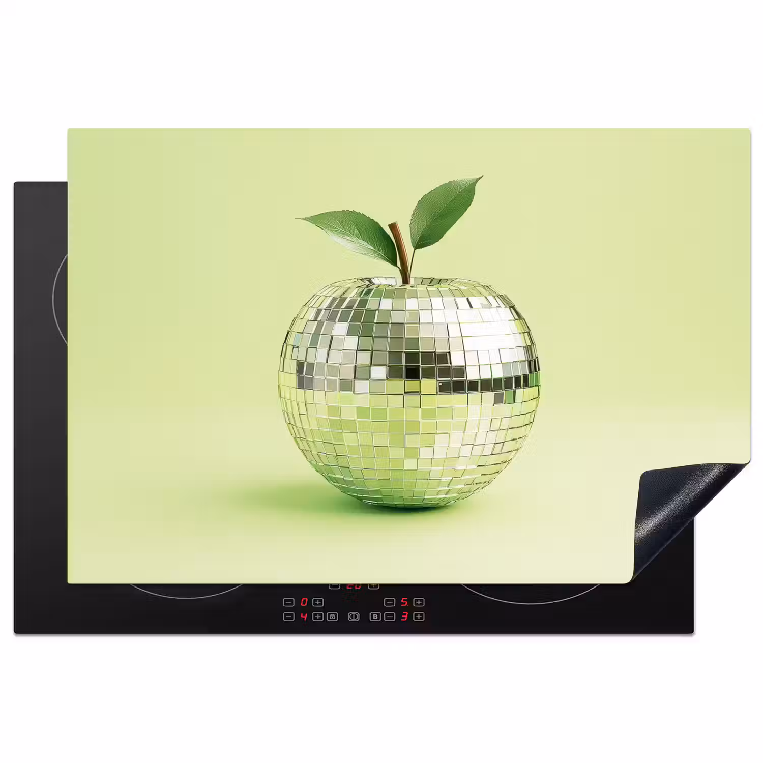 Groen - Disco - Decoratie - Appel Inductie beschermer vinyl 3mm klein -3d