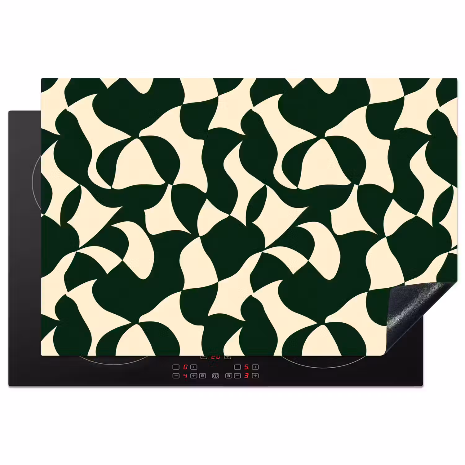 Groen - Organische vlakken - Crème Inductie beschermer vinyl 3mm klein 276 -3d