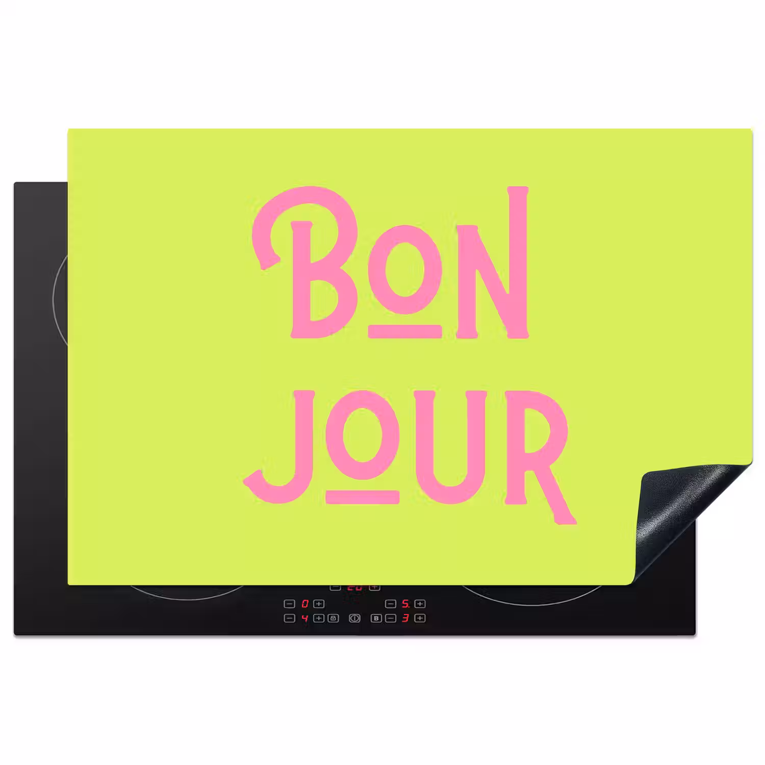 Groen - Roze bonjour - art-deco Inductie beschermer vinyl 3mm klein -3d