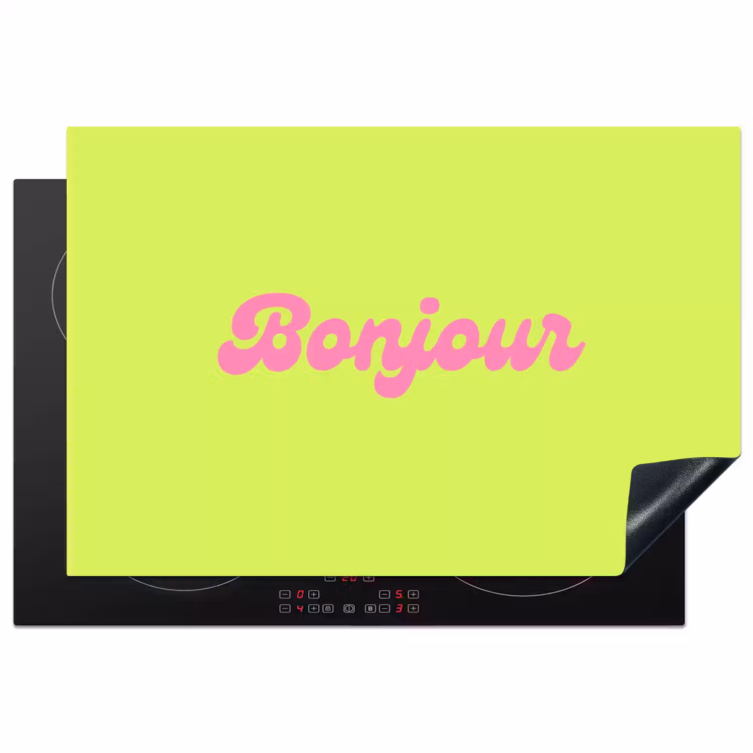 Groen - Roze bonjour - Retro Inductie beschermer vinyl 3mm klein -3d