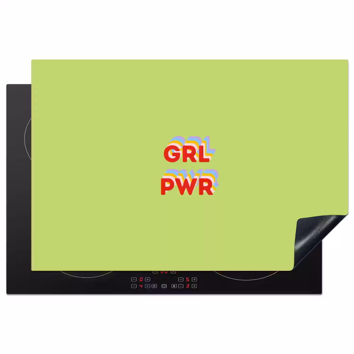 Grl pwr - Groen - Rood - 3D Inductie beschermer vinyl 3mm klein -3d