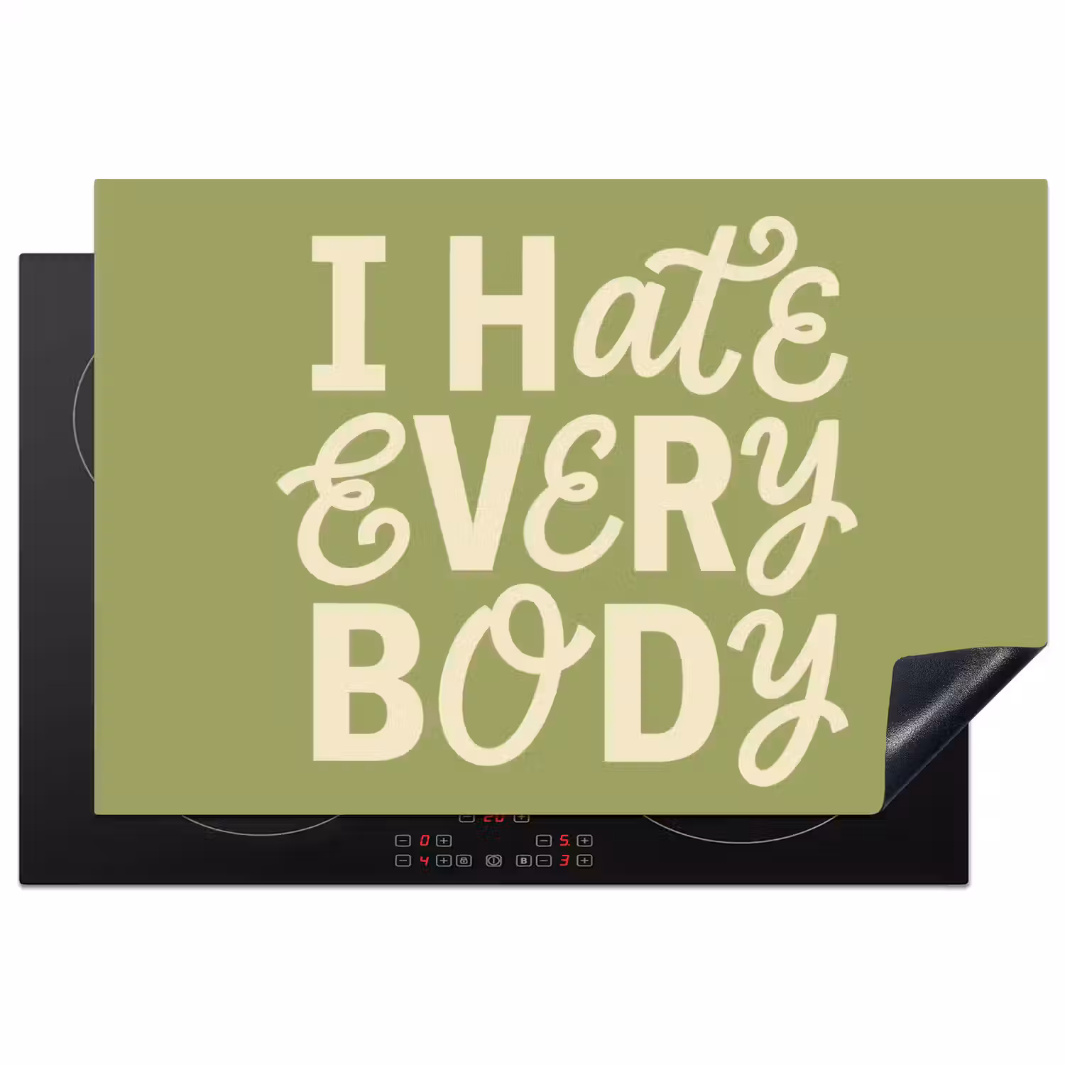 I hate everybody - Groen - Retro Inductie beschermer vinyl 3mm klein -3d