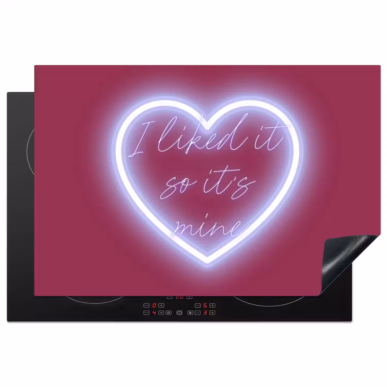 I liked it so it's mine - Neon hart - Roze Inductie beschermer vinyl 3mm klein -3d
