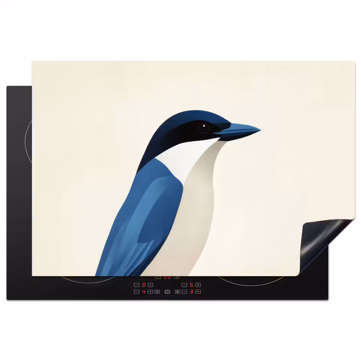 Illustratie - Blauw - Vogel Inductie beschermer vinyl 3mm klein -3d