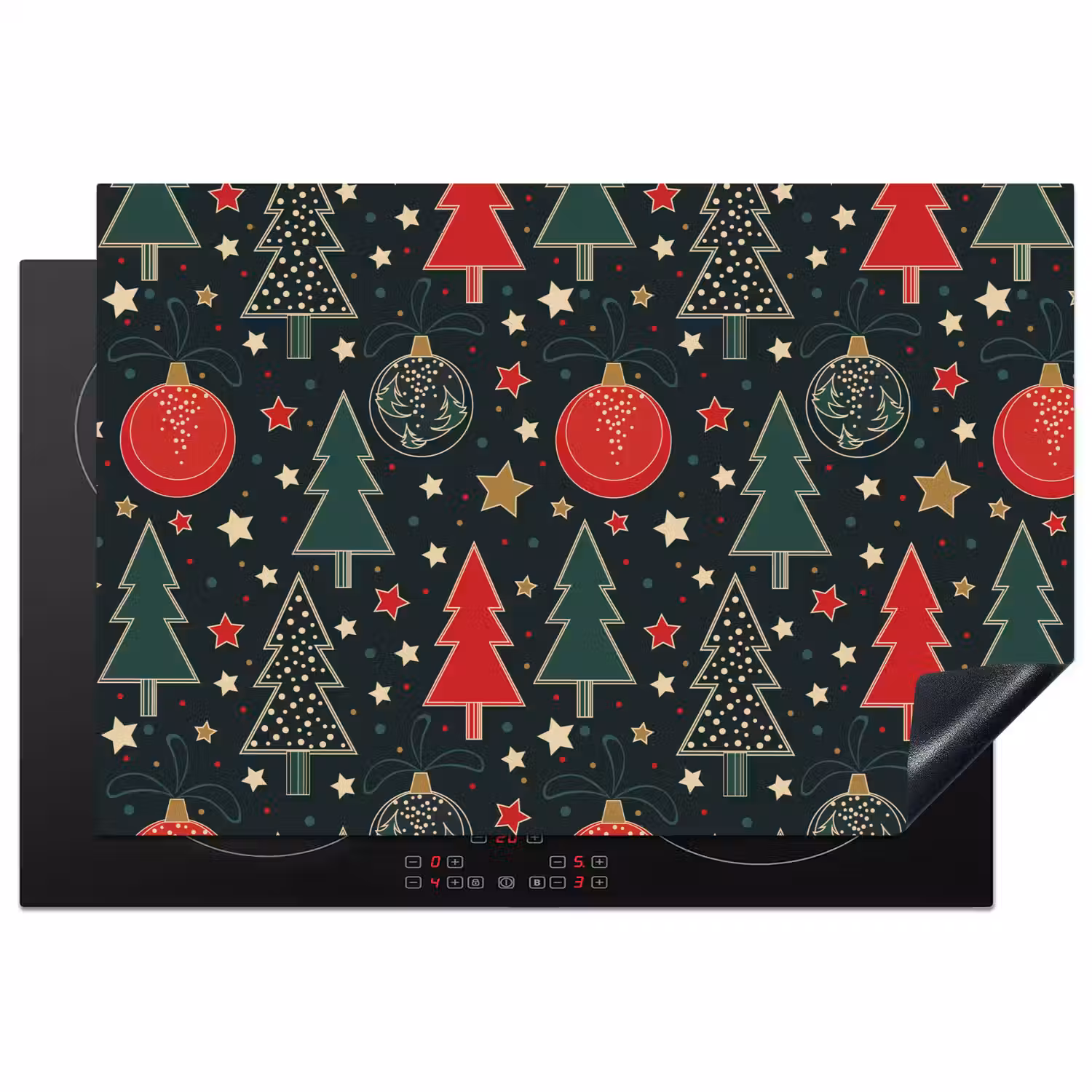 Illustratie - Kerst - Sterren - Groen Inductie beschermer vinyl 3mm klein 276 -3d