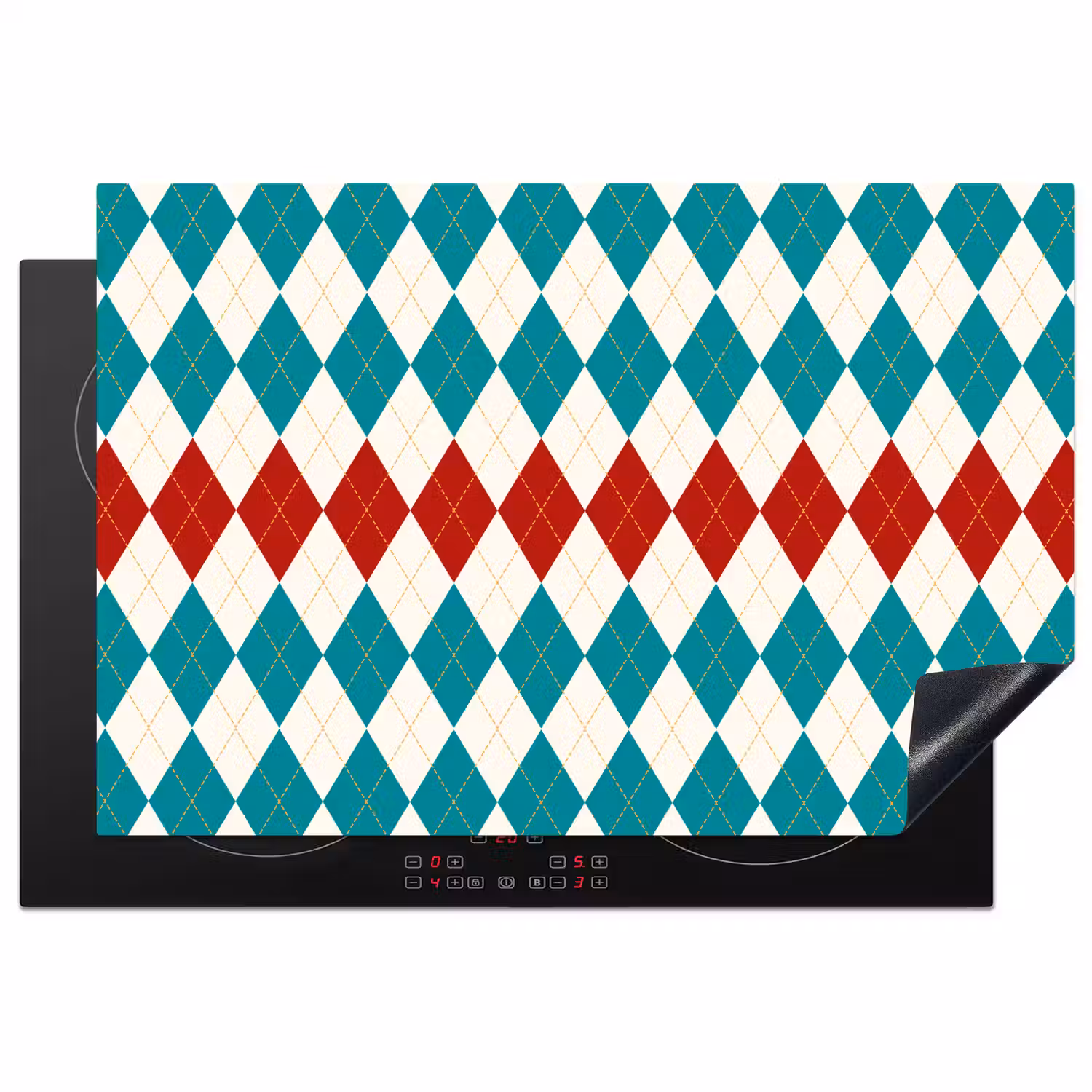 Illustratie - Ruiten - Rood - Groen Inductie beschermer vinyl 3mm klein 276 -3d