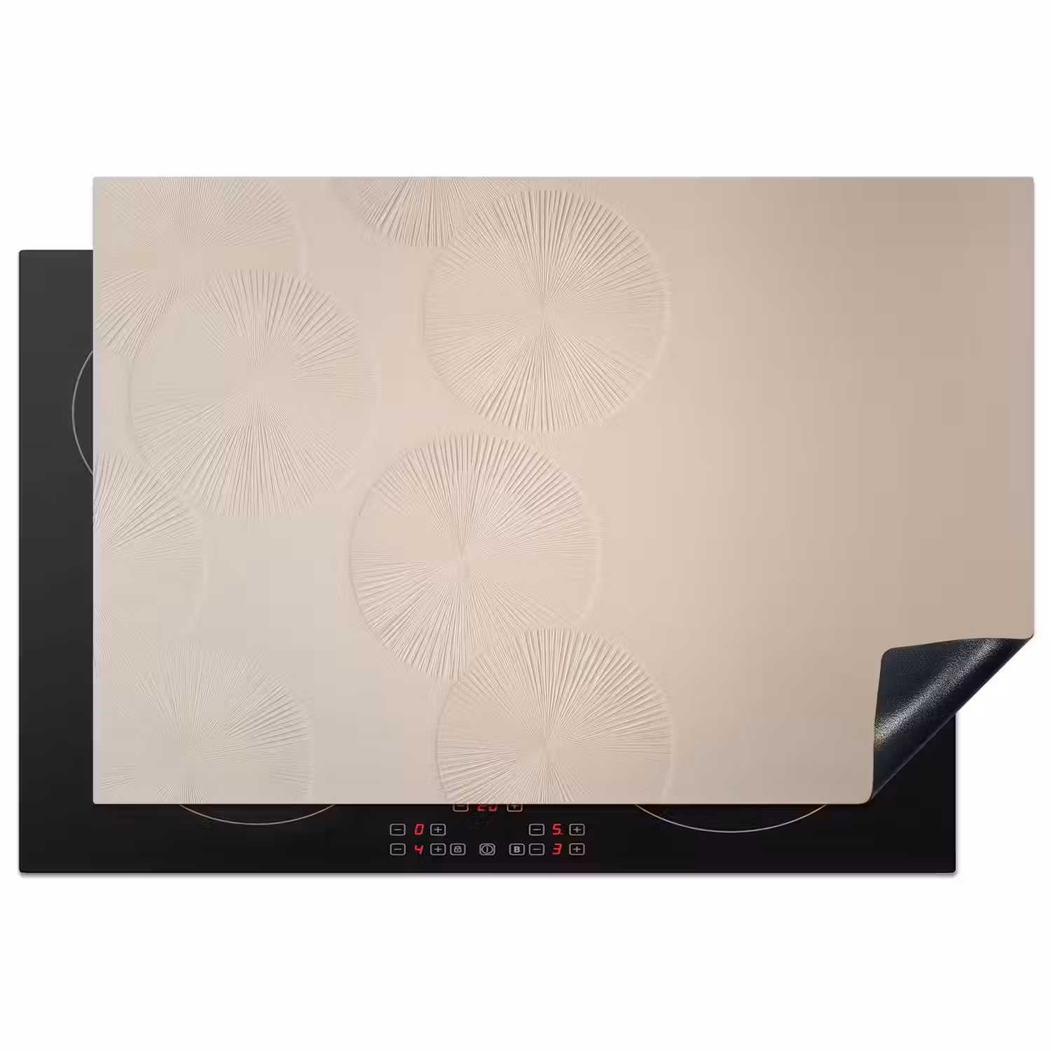 Japandi - Beige - Modern Inductie beschermer vinyl 3mm klein -3d