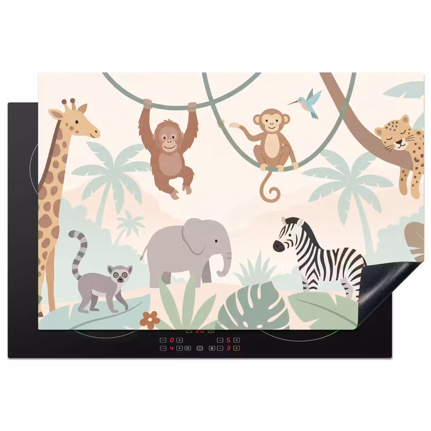 Jungle - Dieren - Groen Inductie beschermer vinyl 3mm klein -3d