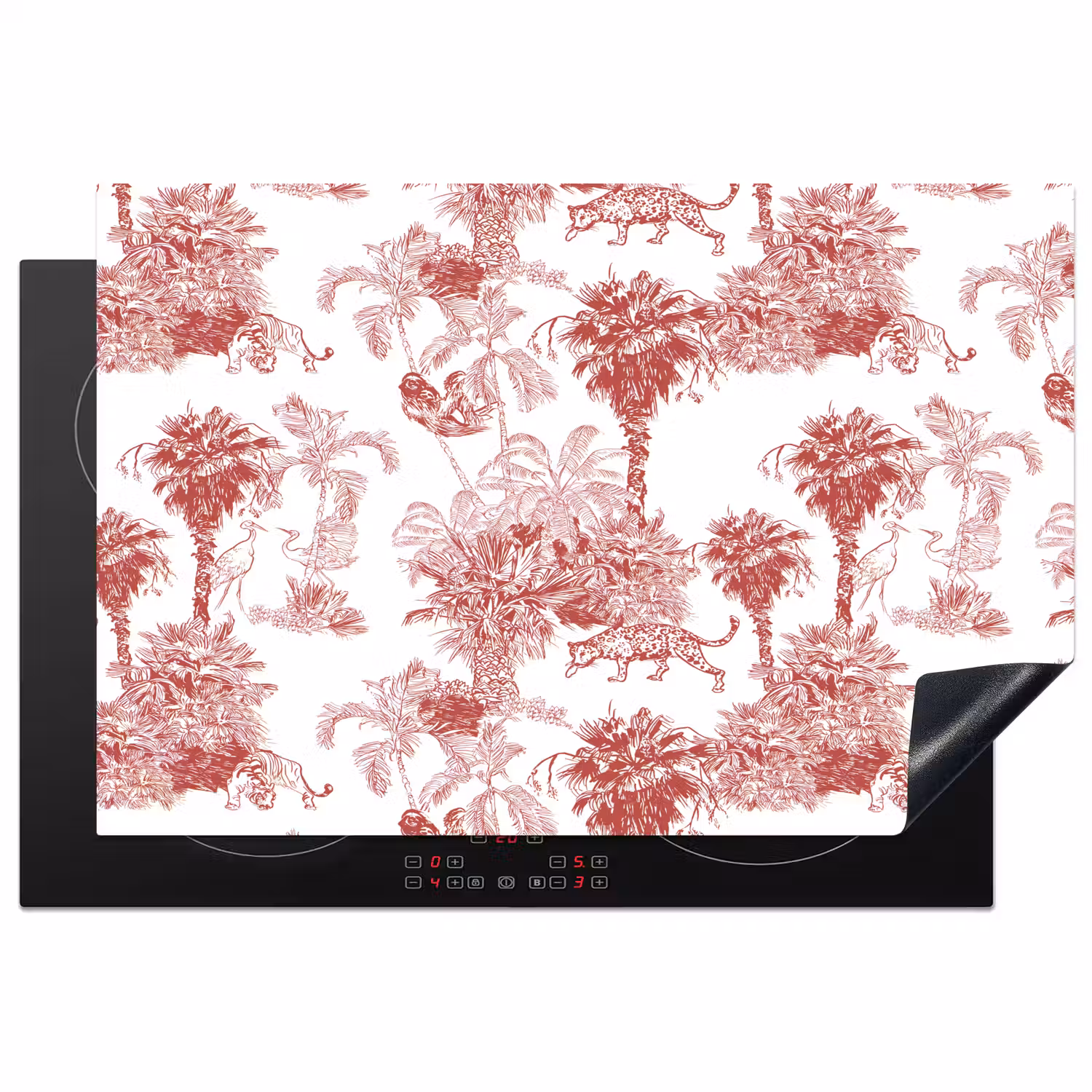 Jungle - Natuur - Rood Inductie beschermer vinyl 3mm klein 276 -3d