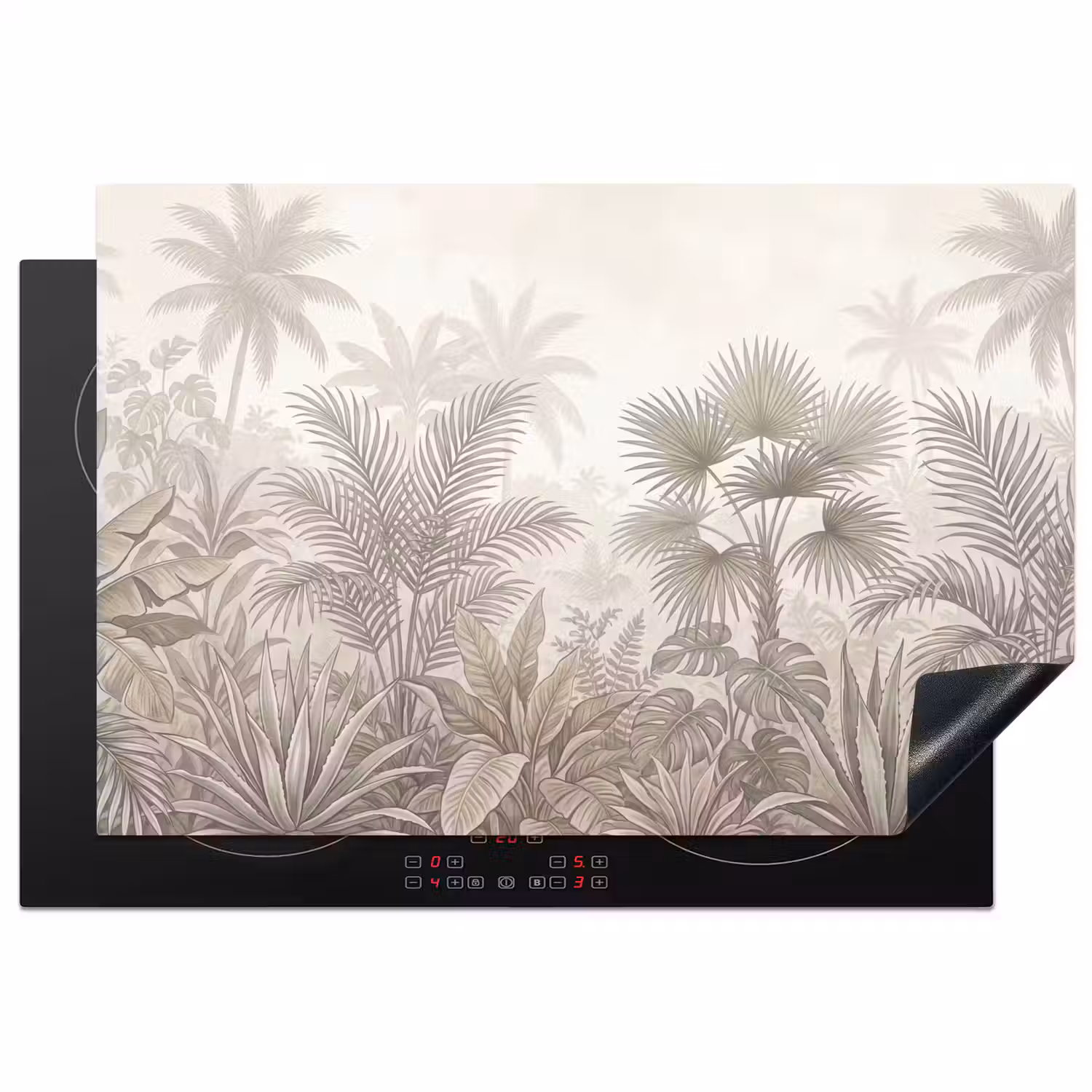 Jungle - Tropisch - Natuur -Vintage - Beige Inductie beschermer vinyl 3mm klein -3d