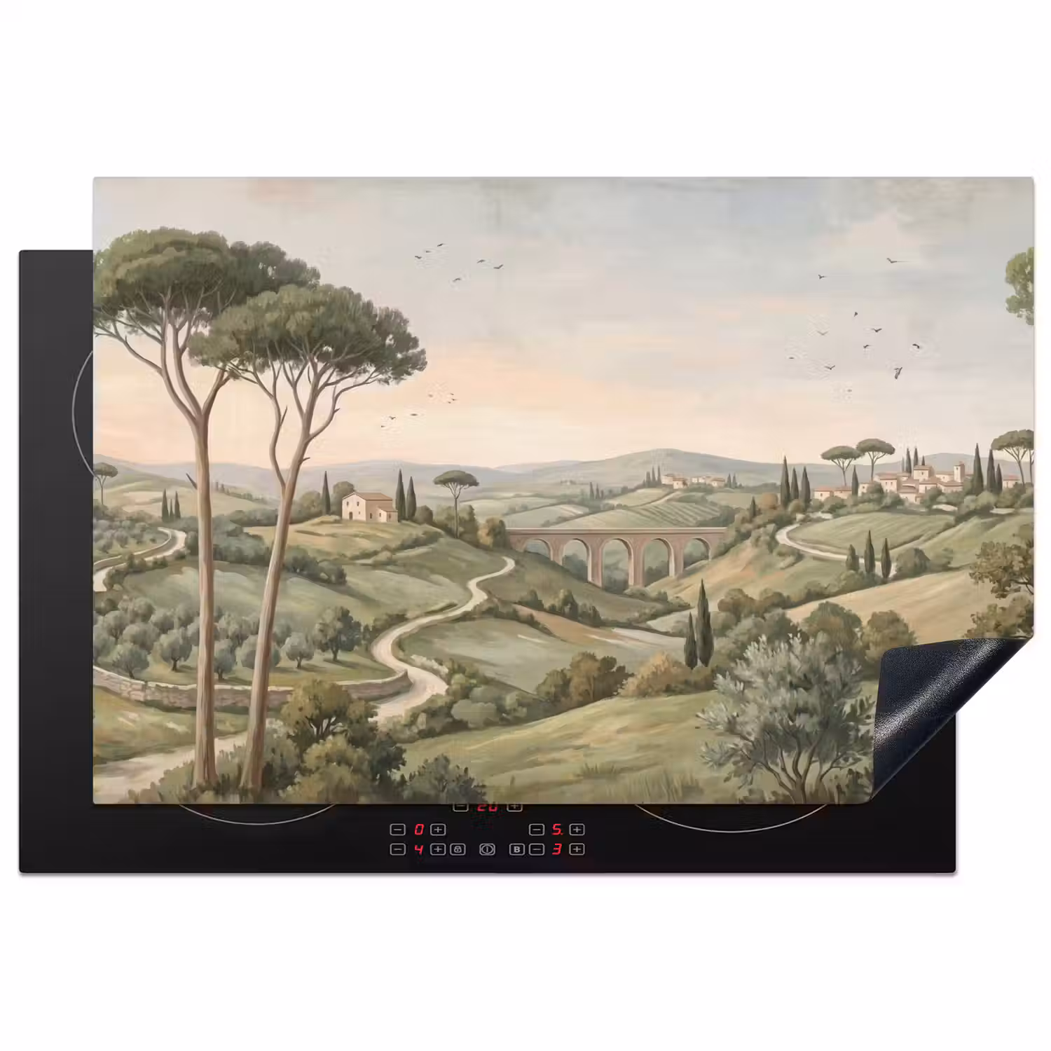 Landschap - Heuvels - Zandpad - Groen Inductie beschermer vinyl 3mm klein -3d