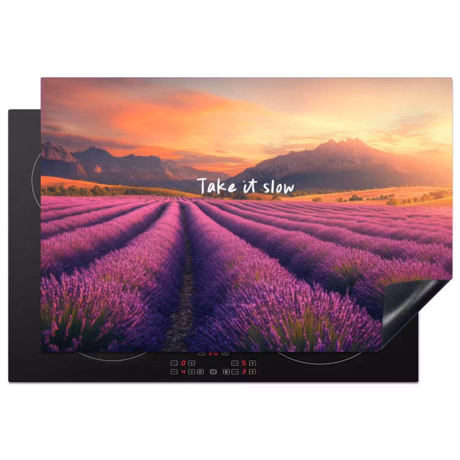 Lavendelveld - Quote - Zonsondergang Inductie beschermer vinyl 3mm klein -3d