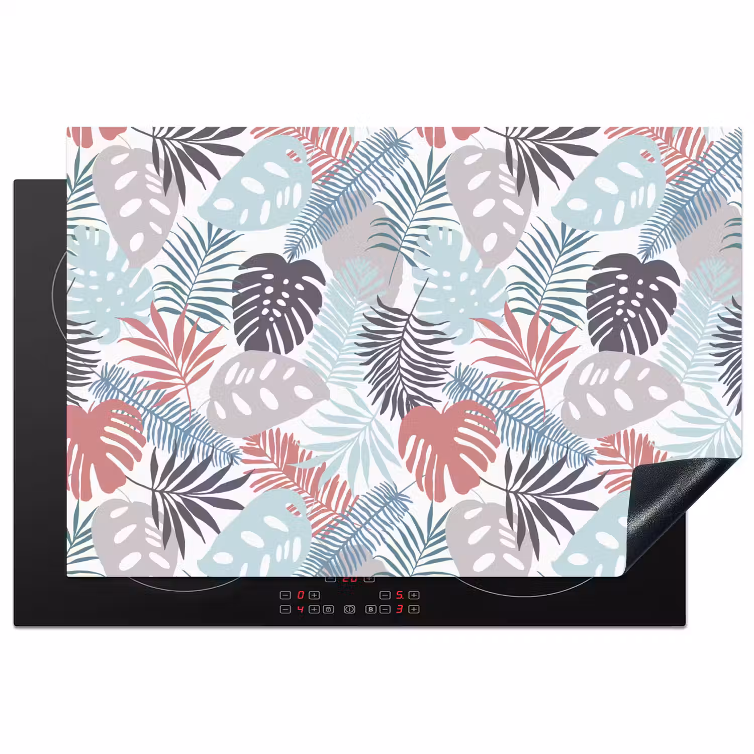 Bladeren - Jungle - Pastel - Tropisch Inductie beschermer vinyl 3mm klein -3d