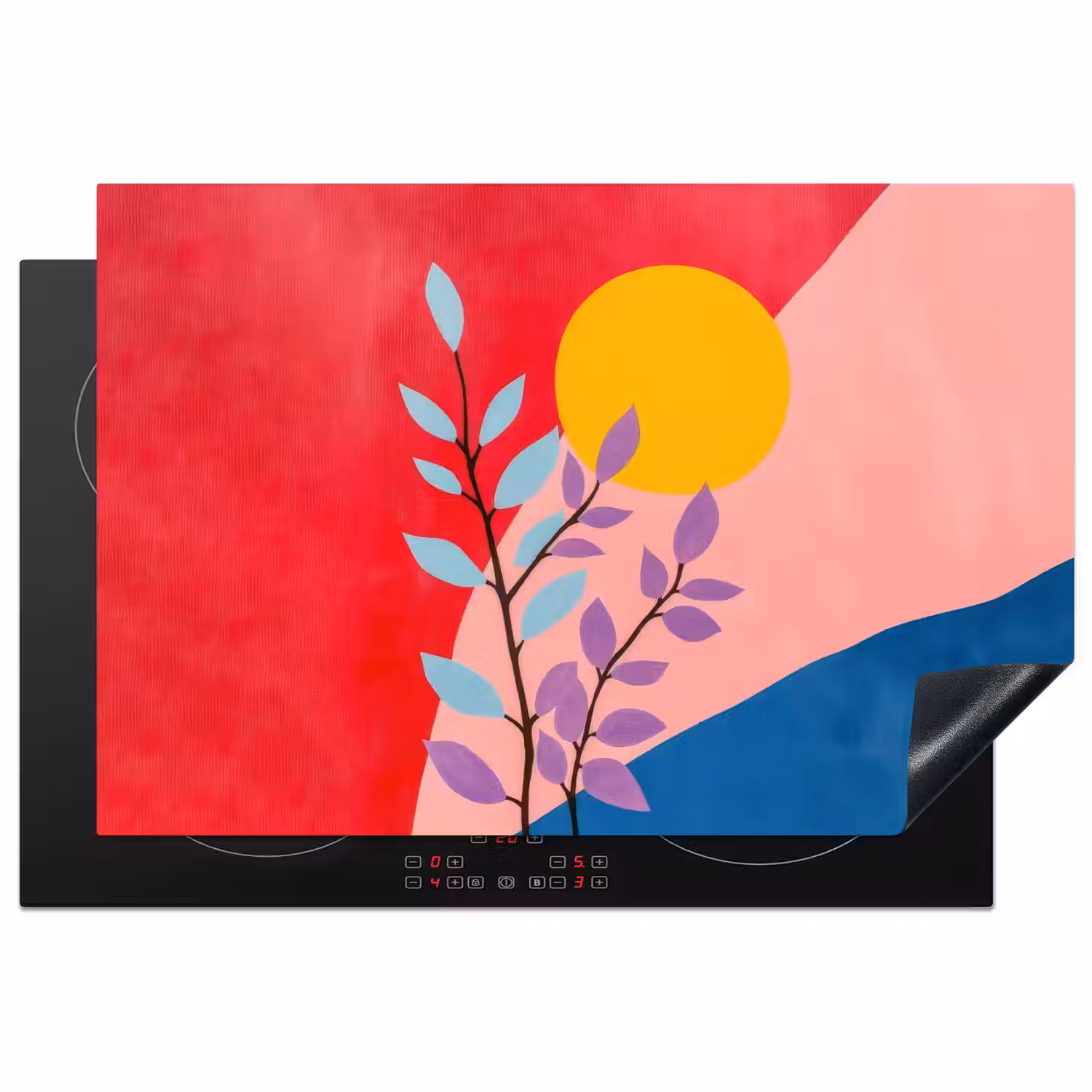 Bladeren - Zon - Abstracte vormen Inductie beschermer vinyl 3mm klein -3d