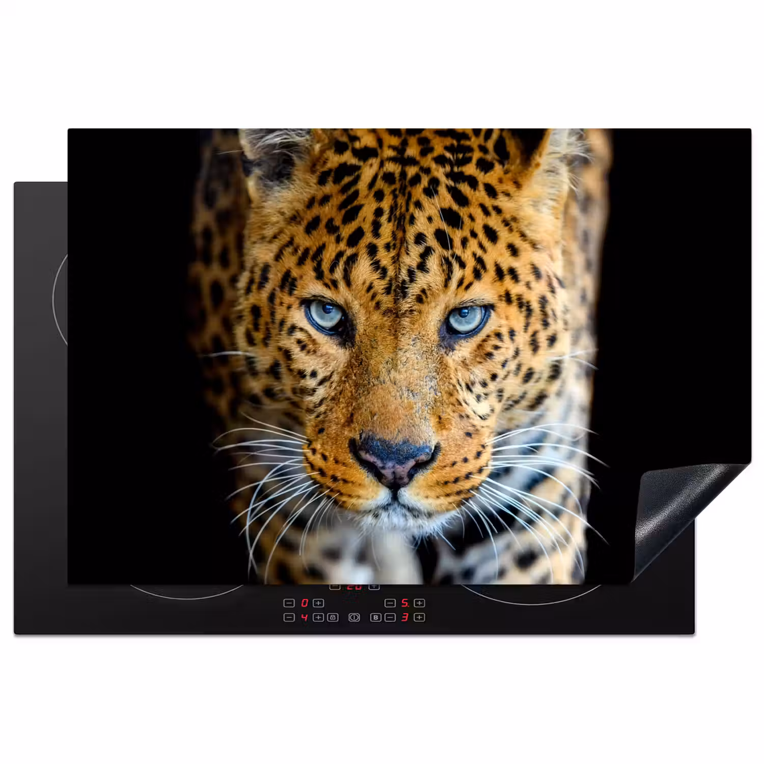 Luipaard - Dieren - Portret - Wilde dieren - Zwart Inductie beschermer vinyl 3mm klein -3d