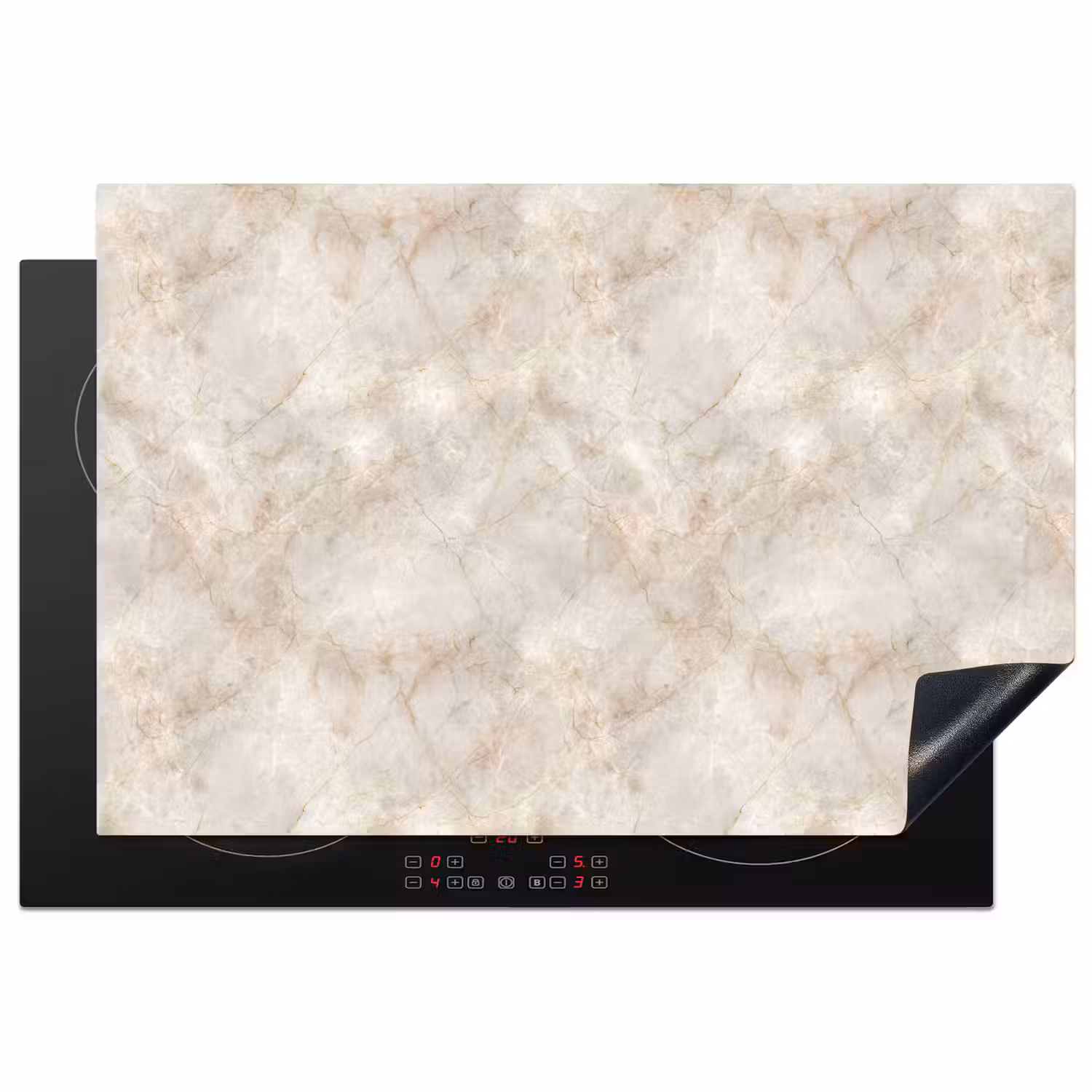 Lichtbeige - Goudbruine Nerven - Marmer Inductie beschermer vinyl 3mm klein 276 -3d