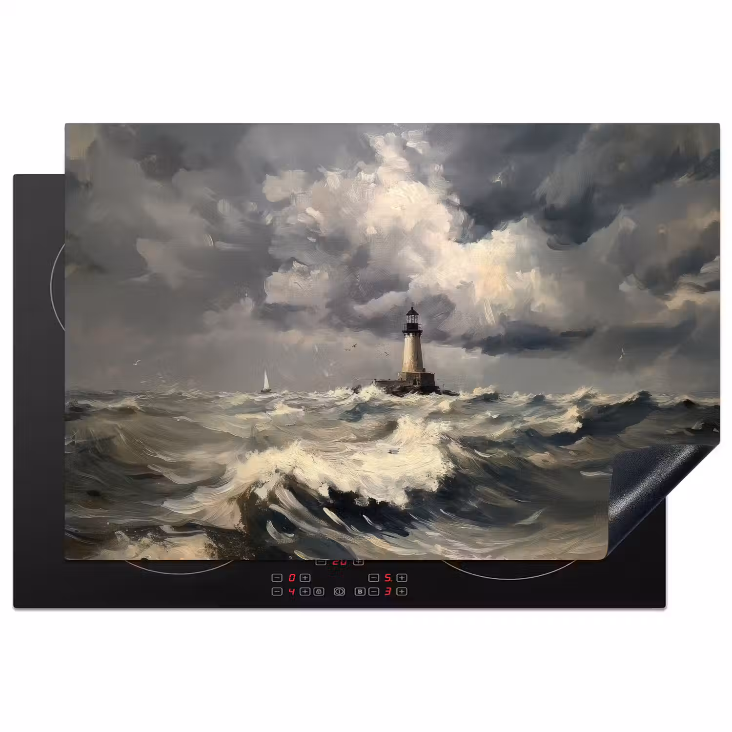 Vuurtoren - Golven - Storm Inductie beschermer vinyl 3mm klein -3d