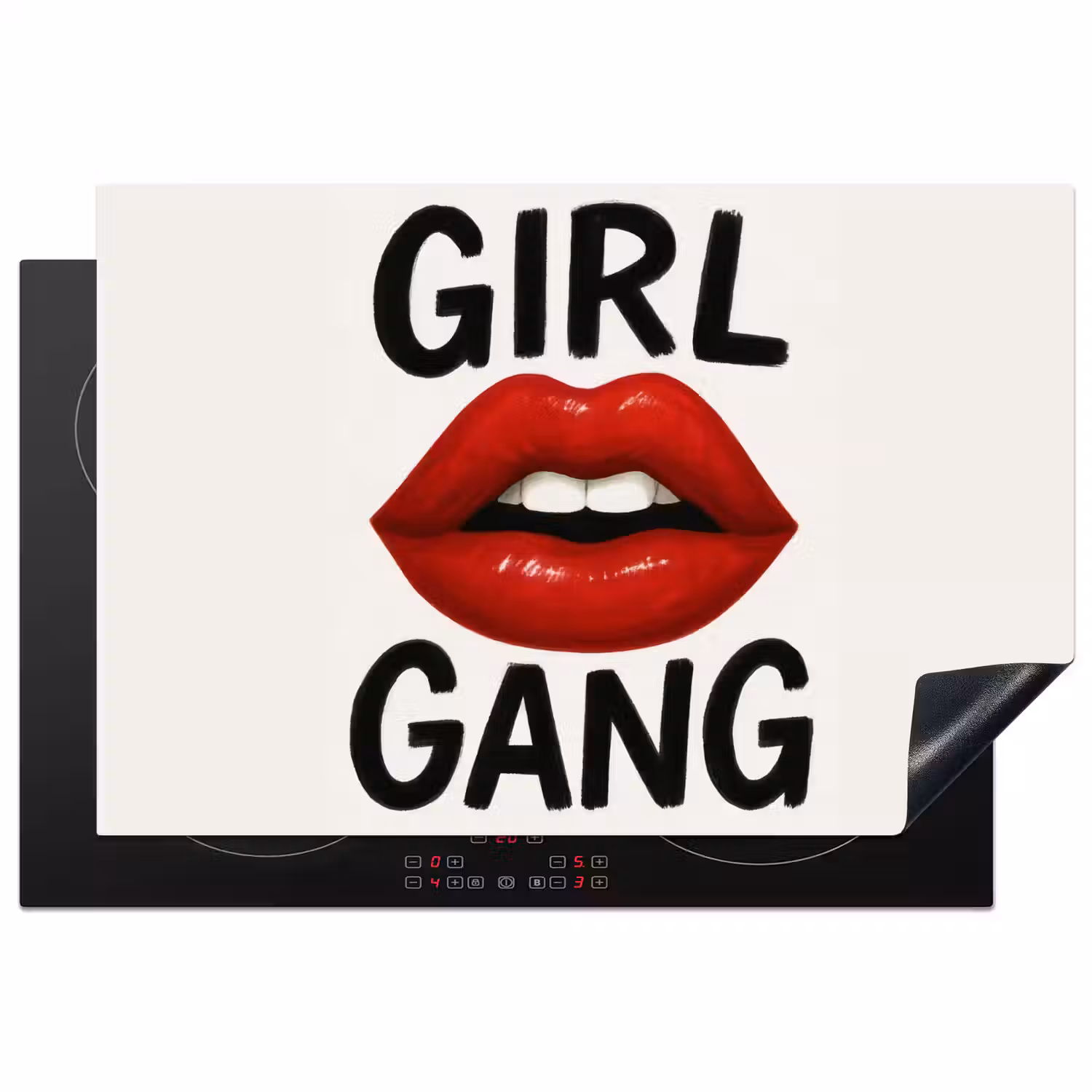 Lip - Girl - Rood - Letters Inductie beschermer vinyl 3mm klein -3d