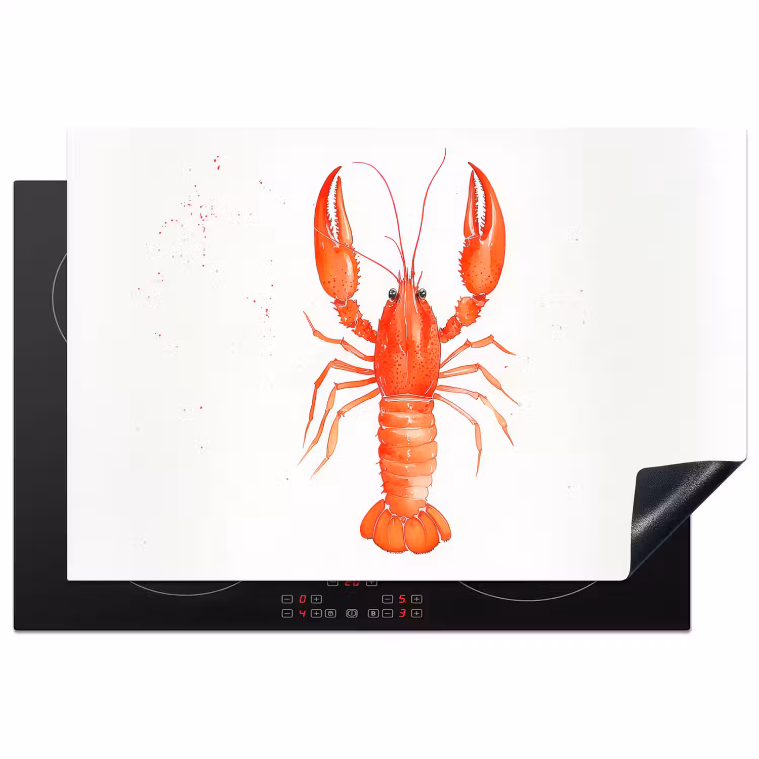 Kreeft - Waterverf - Aquarel - Oranje Inductie beschermer vinyl 3mm klein -3d