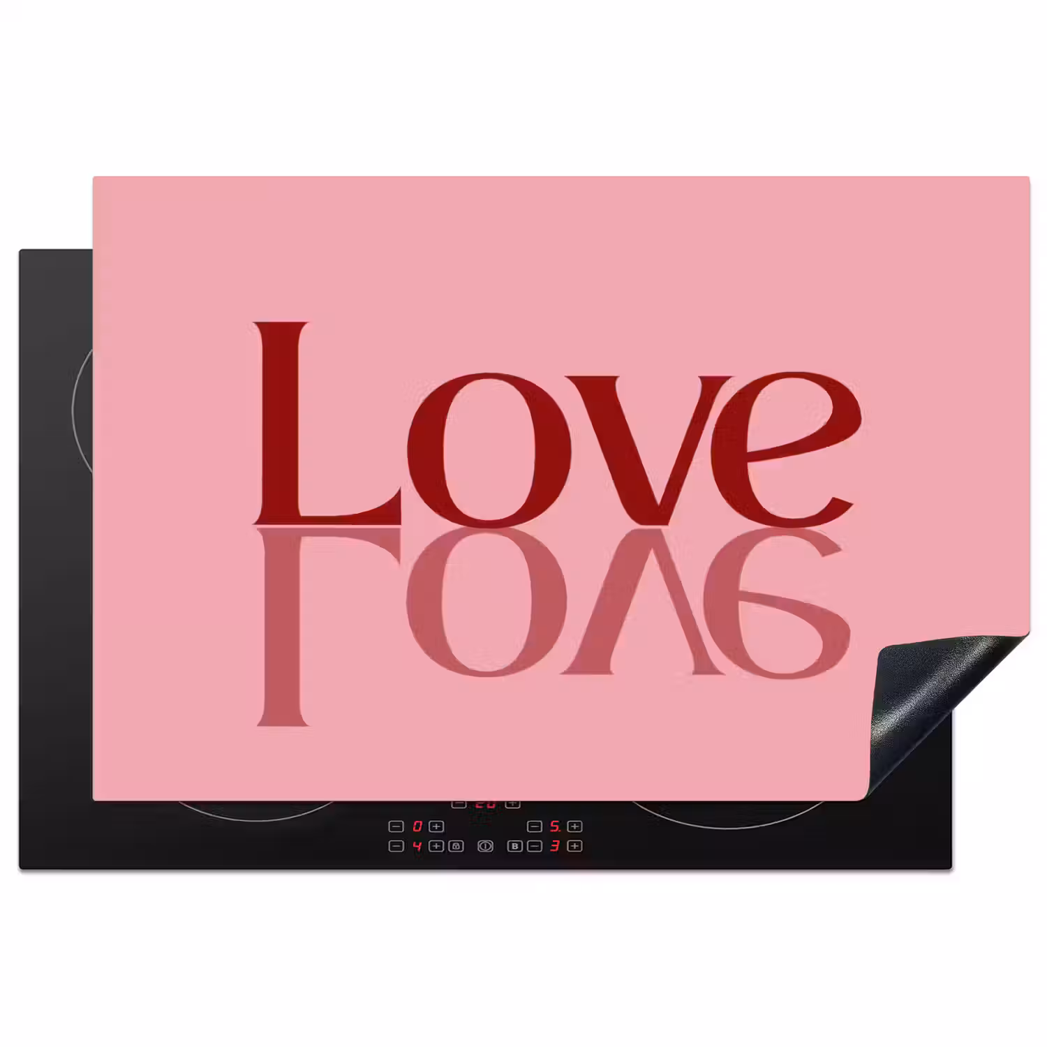 Love - Roze - Spiegeling Inductie beschermer vinyl 3mm klein -3d