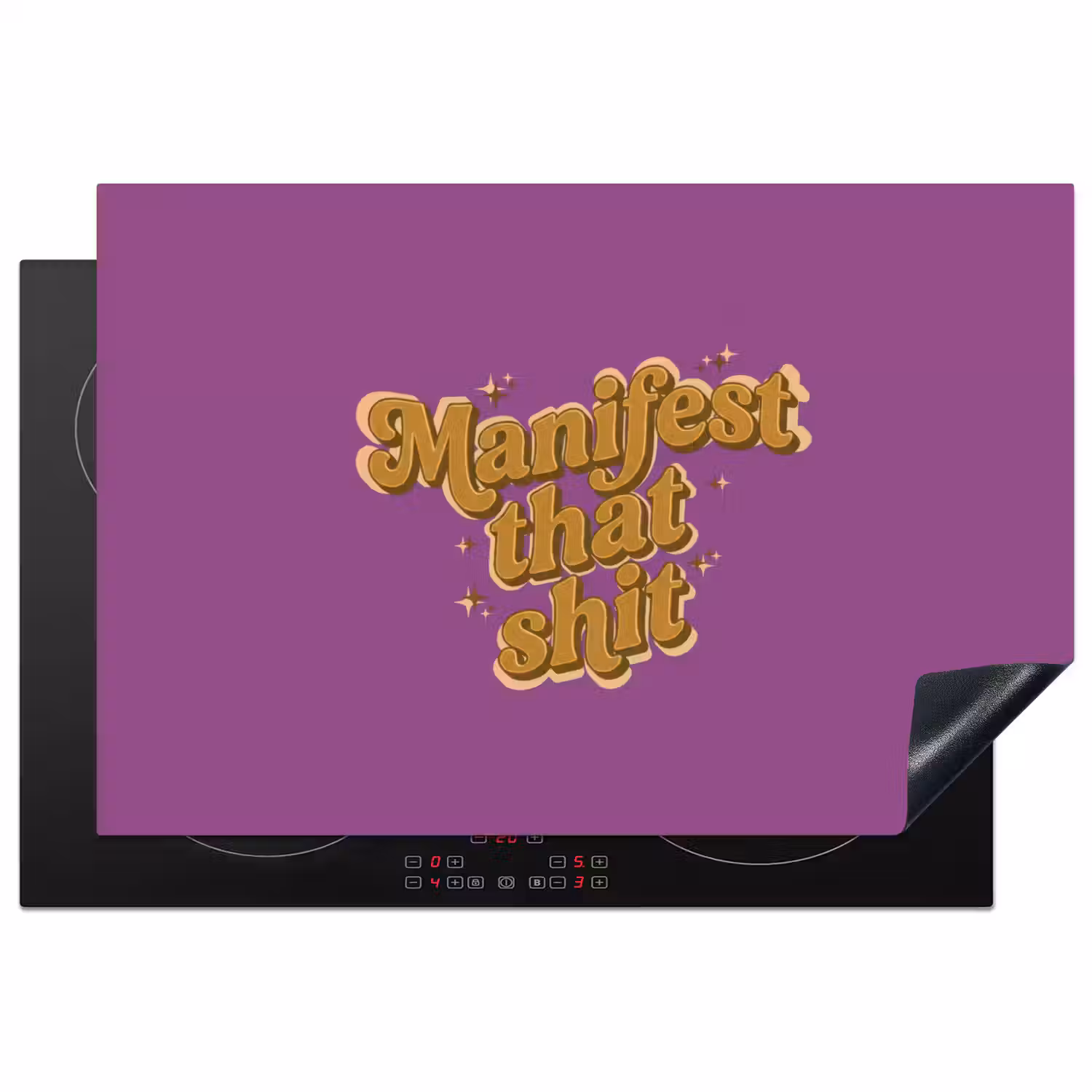 Manifest that shit - Paars - Glitter Inductie beschermer vinyl 3mm klein -3d