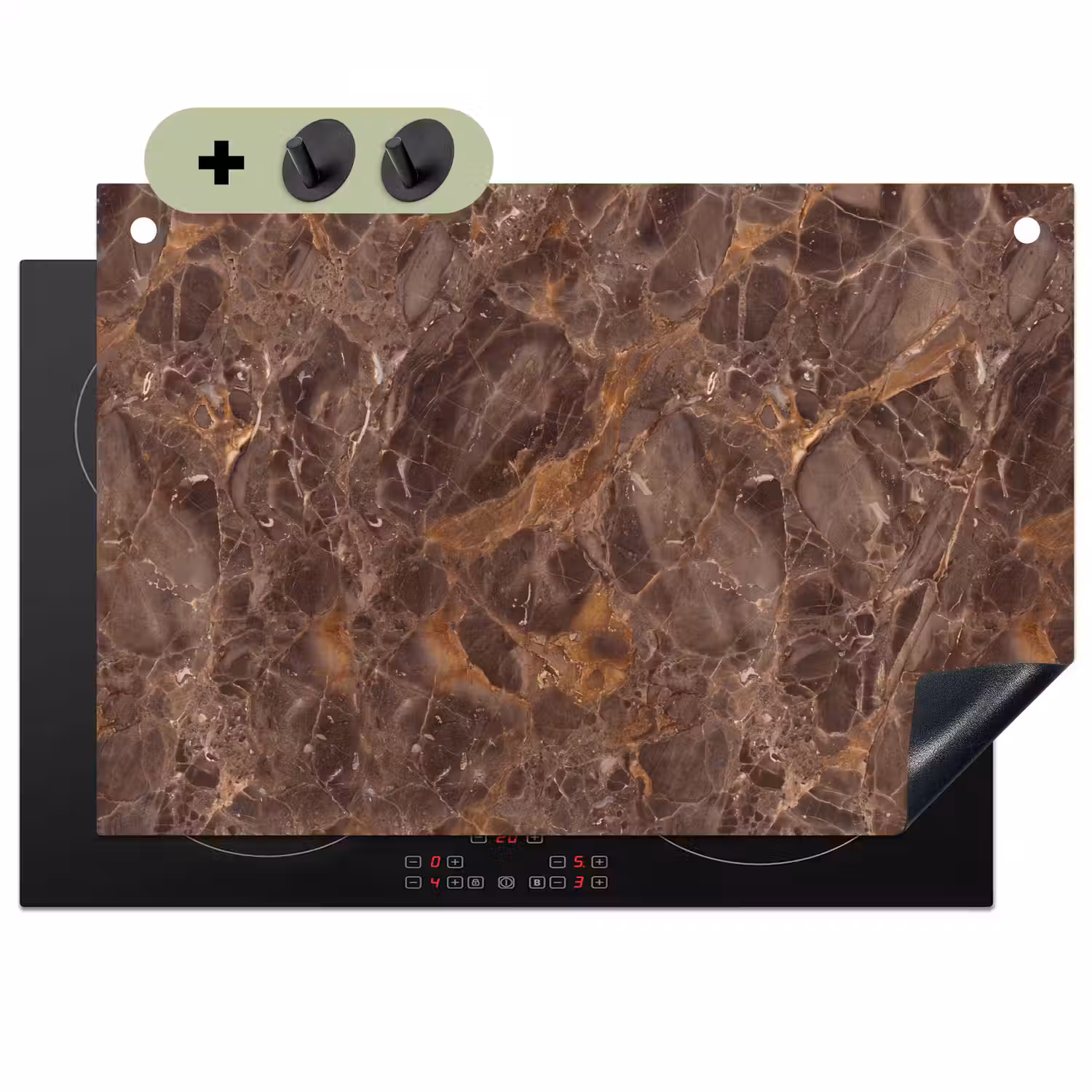 Marmer - Patroon - Natuur - Bruin - Goud Inductie beschemer met haakjes klein -3d