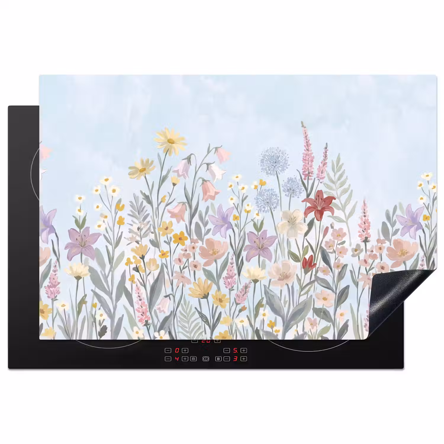 Weidebloemen - Illustratie - Kleurrijk Inductie beschermer vinyl 3mm klein -3d