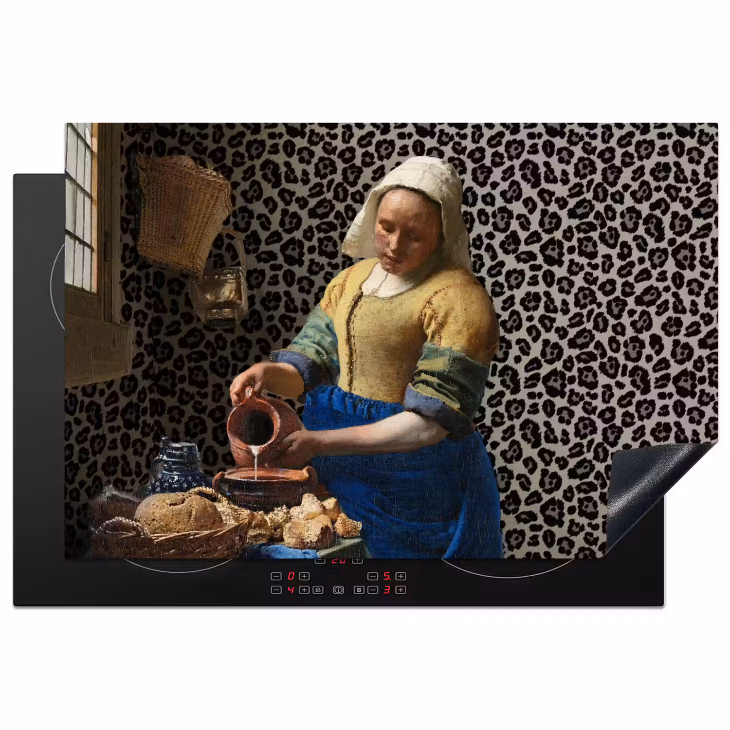 Melkmeisje - Kunst - Panterprint - Vermeer - Schilderij - Oude meesters Inductie beschermer vinyl 3mm klein -3d