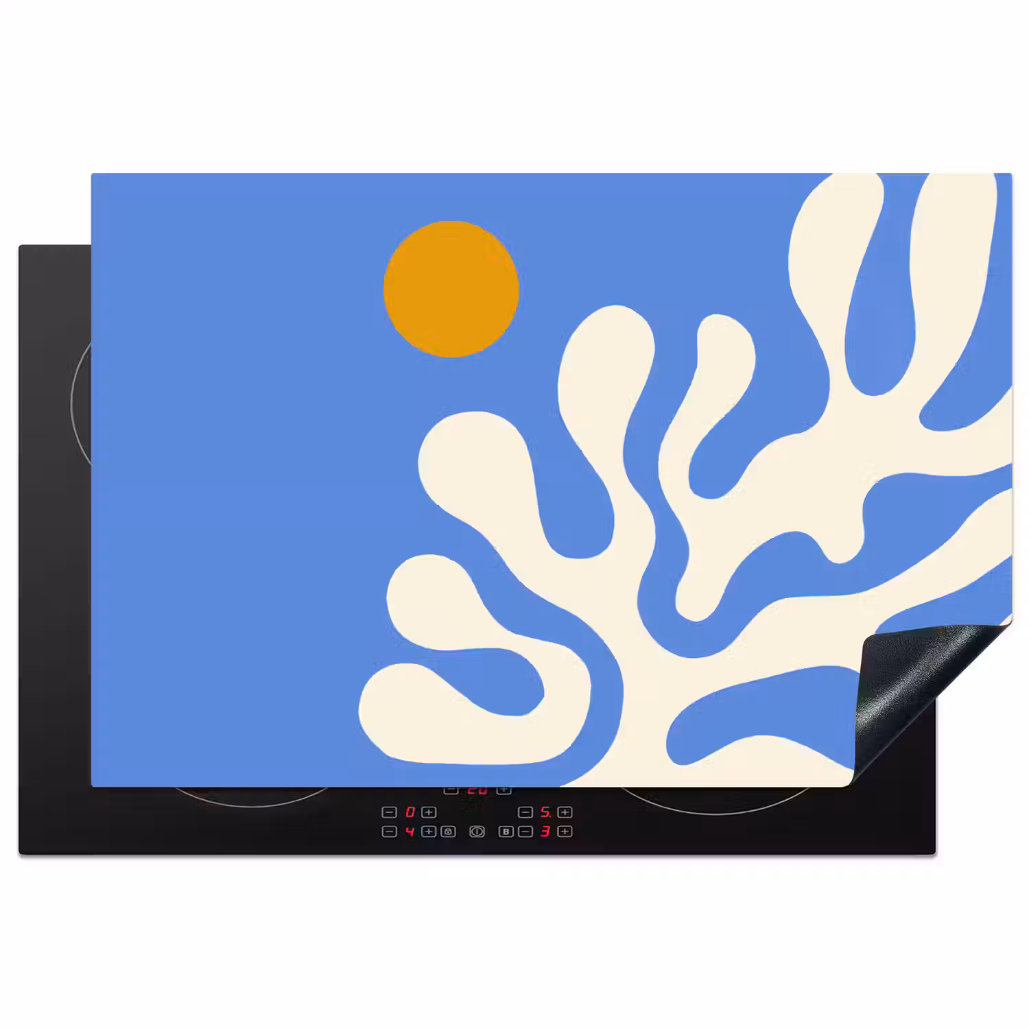 Minimalistisch - Organisch patroon - Blauw Inductie beschermer vinyl 3mm klein -3d
