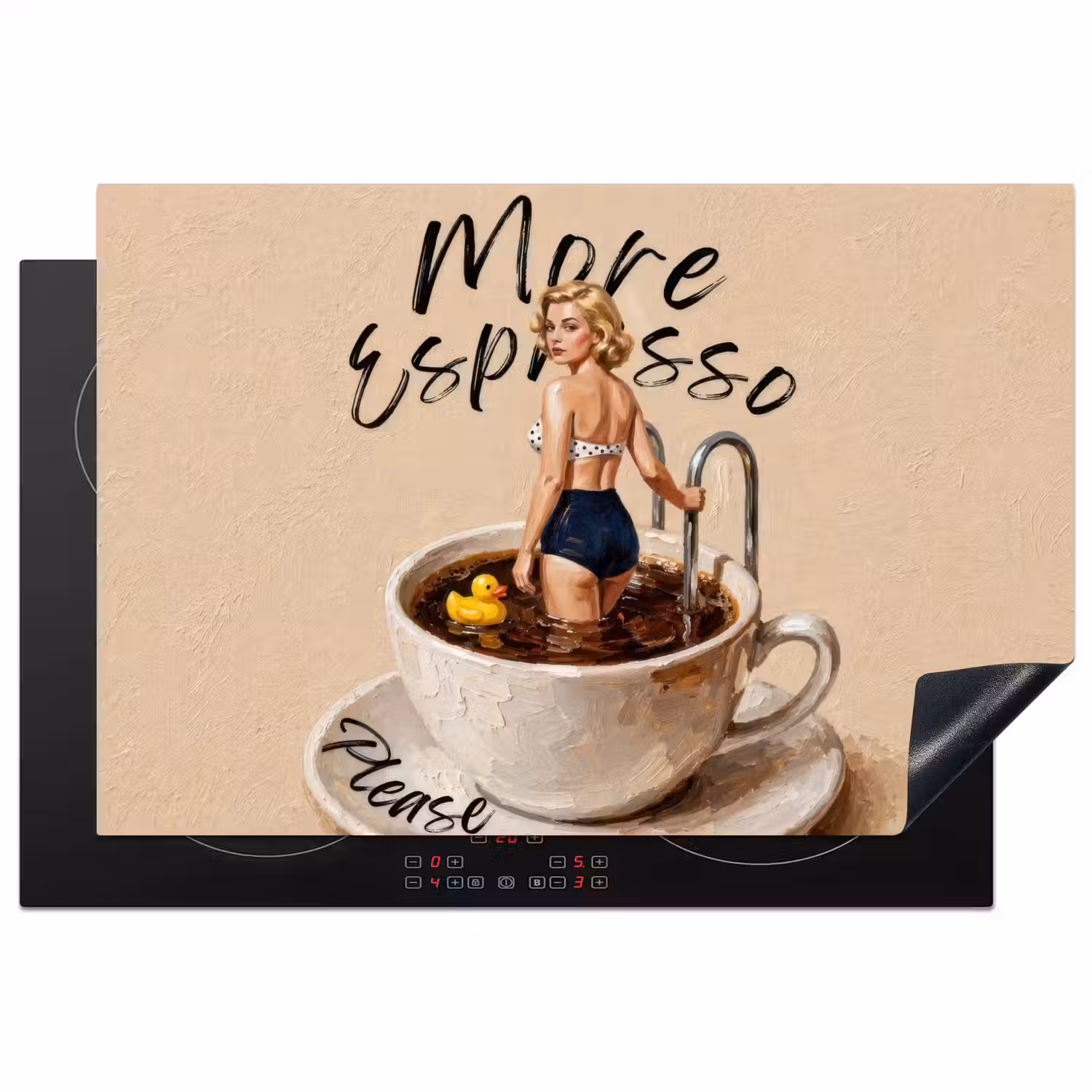 More espresso - Koffie - Eend Inductie beschermer vinyl 3mm klein -3d