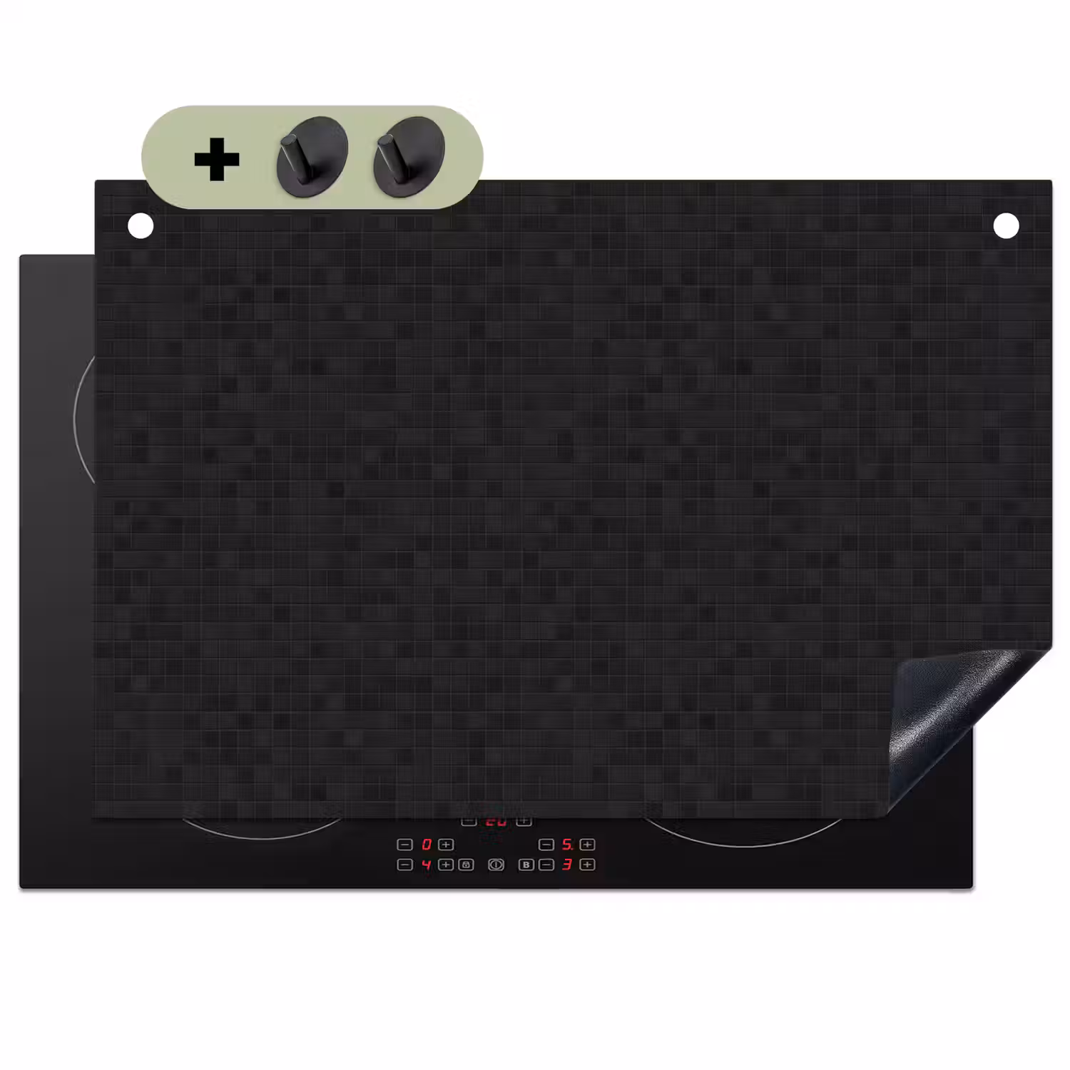 Mozaïek - Patroon - Antraciet - Zwart Inductie beschemer met haakjes klein 777 -3d