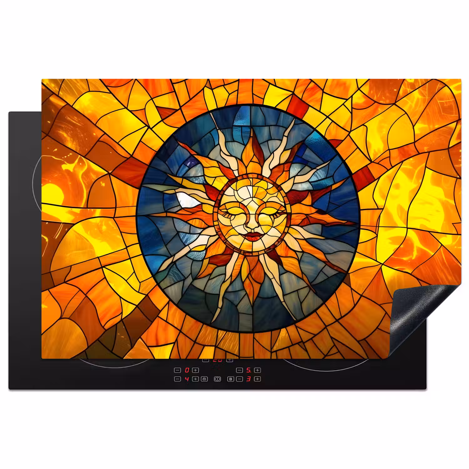 Mozaïek - Zon - Geel - Cirkel Inductie beschermer vinyl 3mm klein -3d