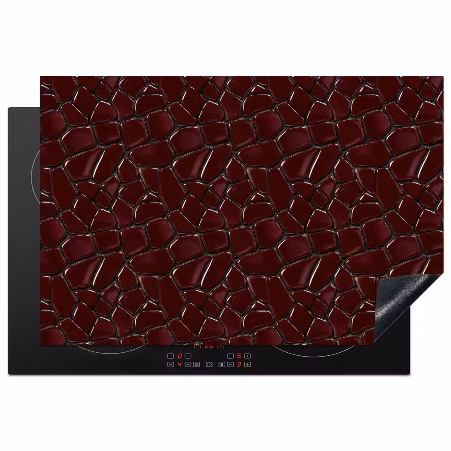 Mozaïek - Tegel - Bordeauxrood Inductie beschermer vinyl 3mm klein 276 -3d