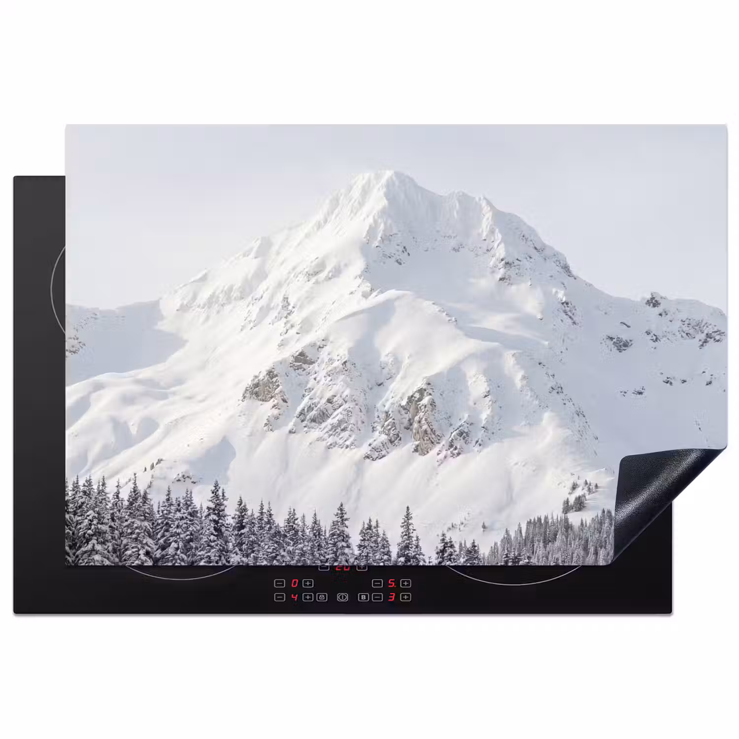 Berg - Sneeuw - Winter - Natuur - Wit Inductie beschermer vinyl 3mm klein -3d