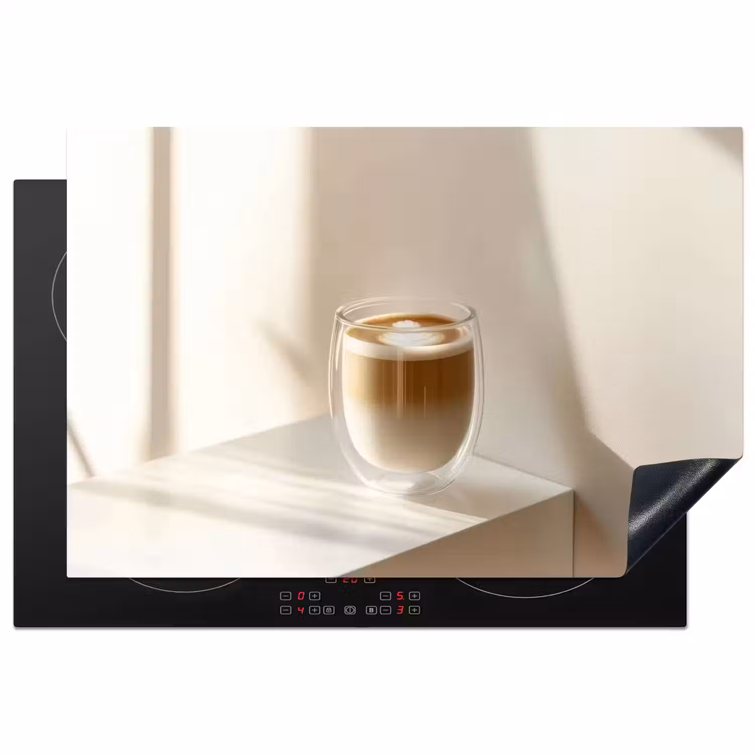 Mok - Latte - Minimalistisch - Schaduw Inductie beschermer vinyl 3mm klein -3d