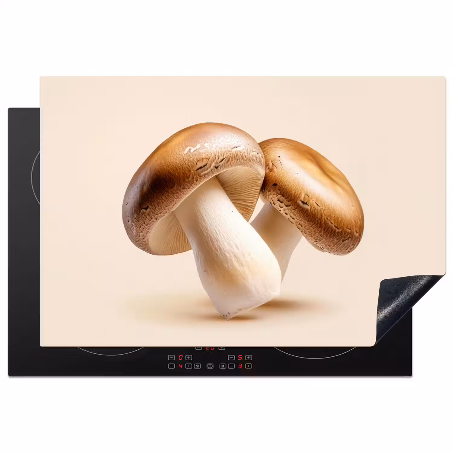Champignons - Zacht - Beige Inductie beschermer vinyl 3mm klein -3d