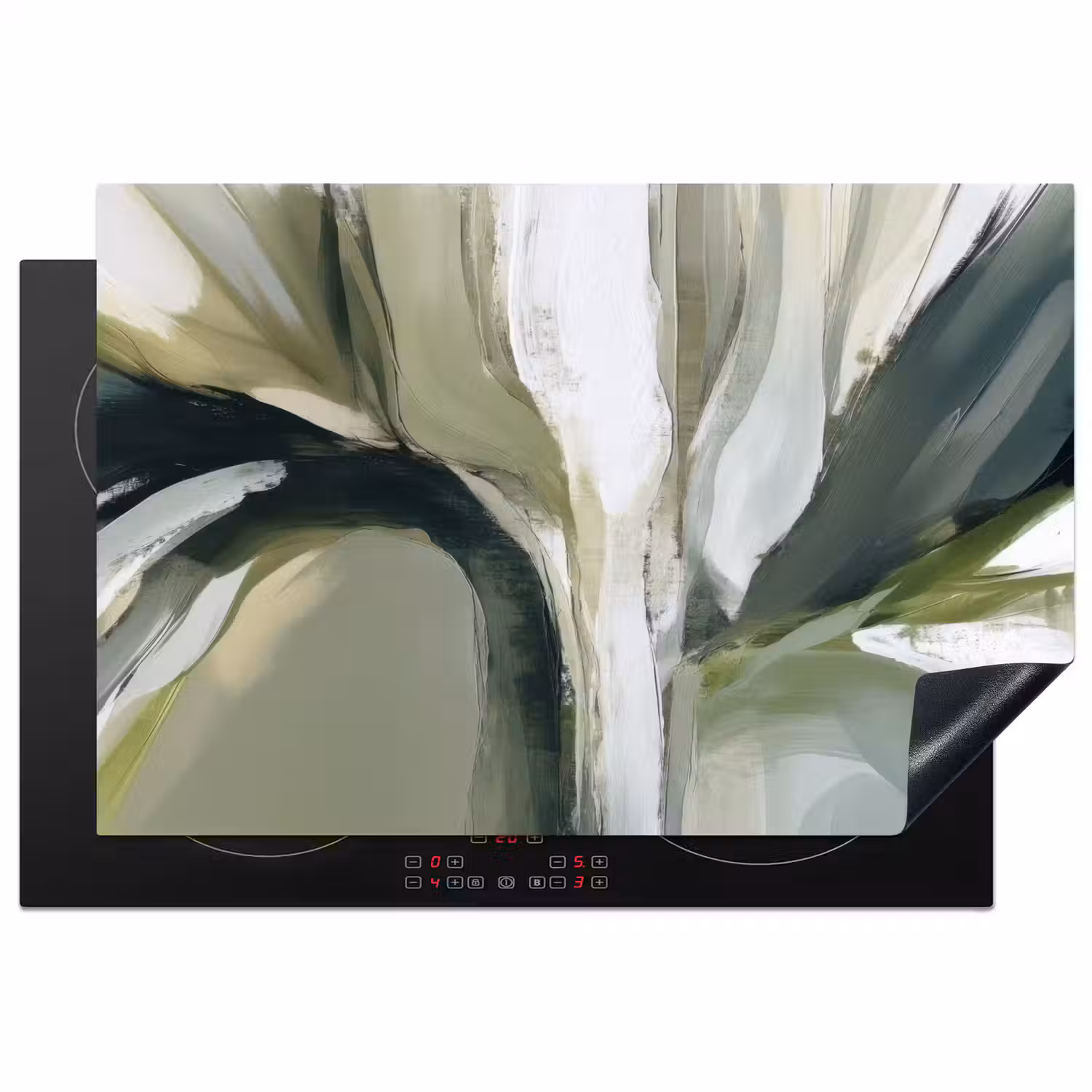 Natuur - Abstract - Groen - Penseelstreken Inductie beschermer vinyl 3mm klein -3d